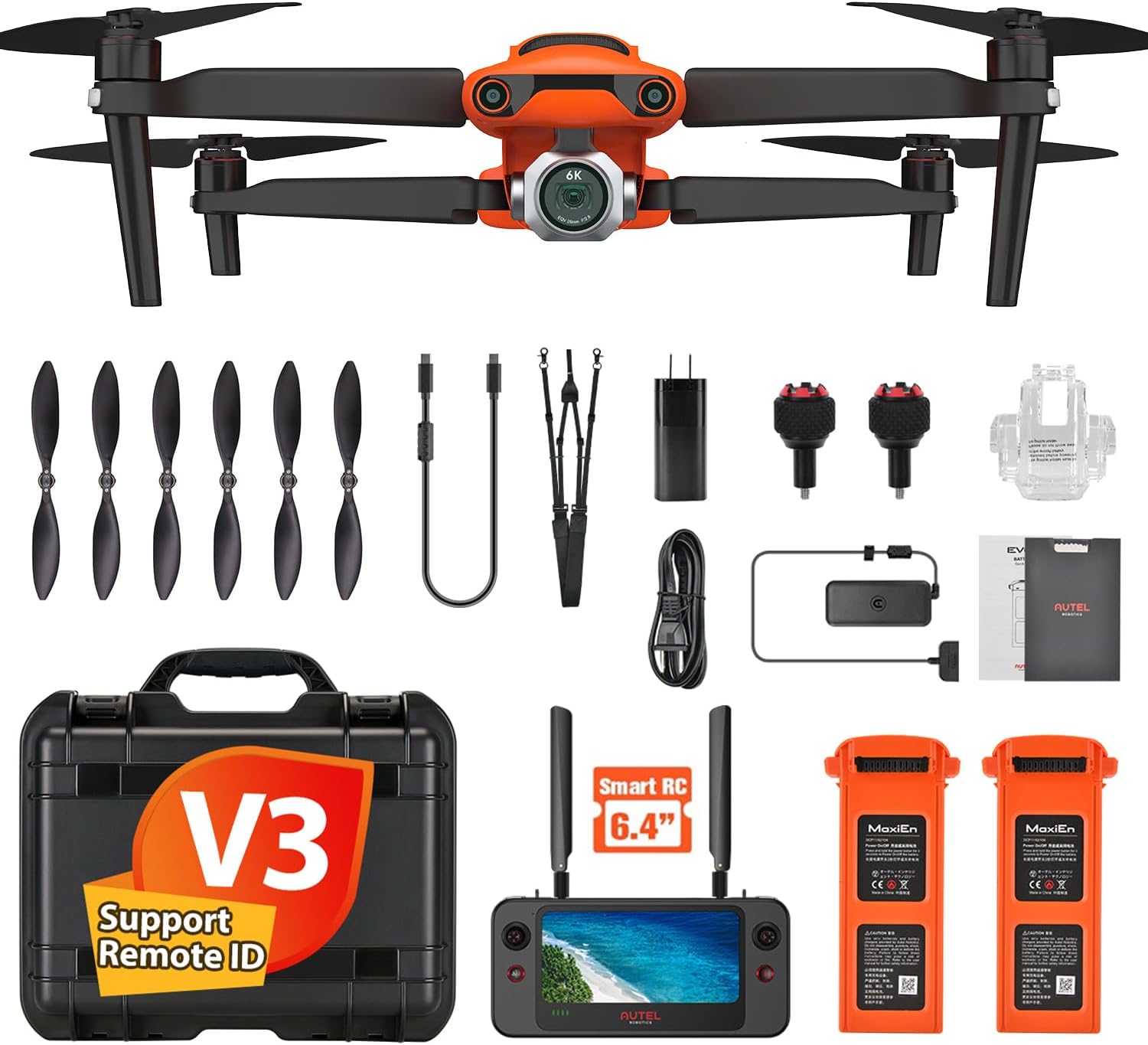 Autel Robotics EVO 2 PRO V3, Son-y 1 CMOS 12-Bit Image 6K HDR Video, Moonlight Algorithm 2.0 (ISO 44000), EVO II Pro V3 Rugged Bundle, 40 Minutes, 15KM Transmission, 360° Obstacle, SkyLink 2.0