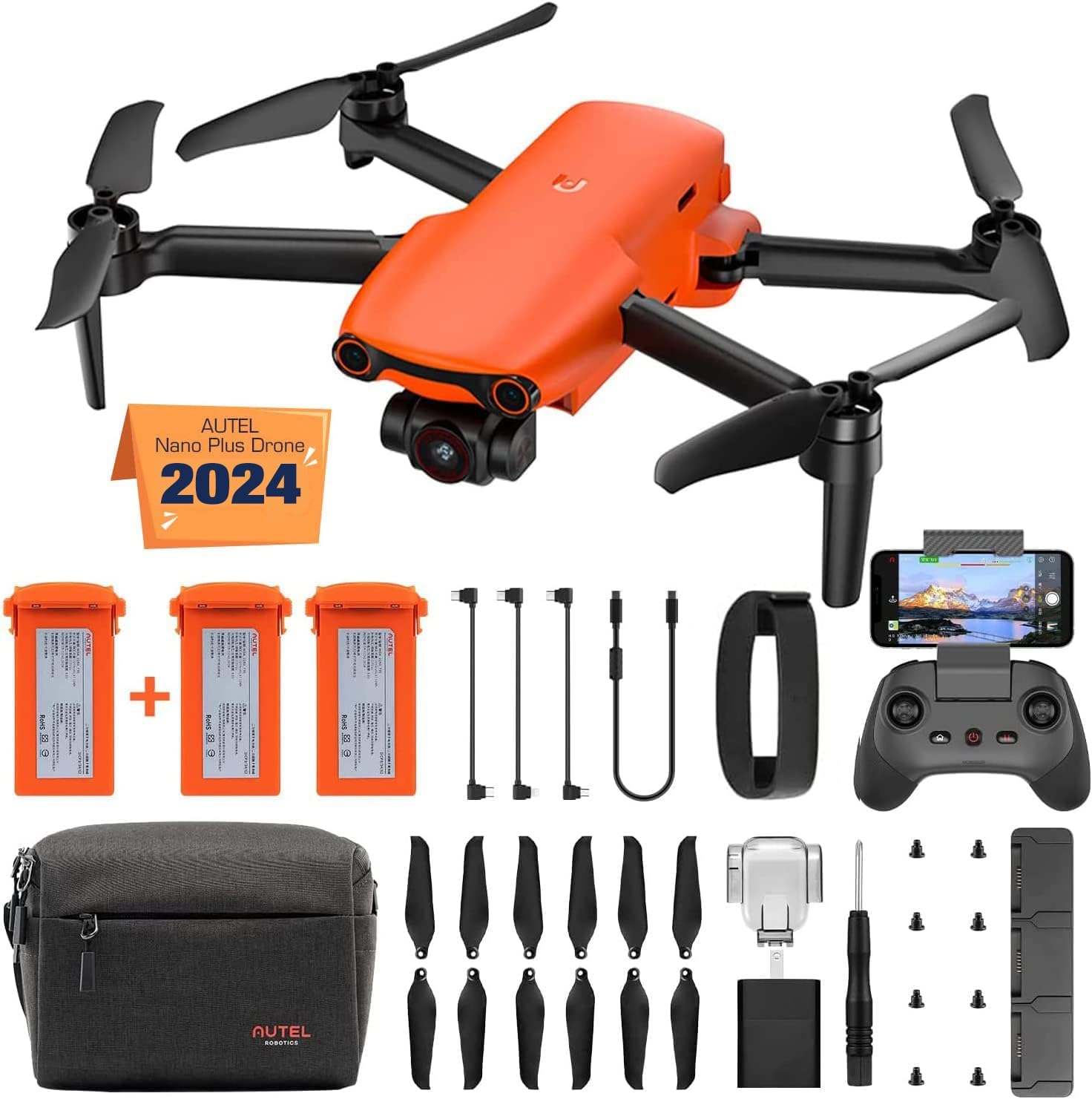 Autel Robotics EVO Nano+ Premium Bundle, 249g Mini Drone with 4K RYYB Camera, PDAF + CDAF Focus, 3-Axis Gimbal, 3-Way Obstacle Avoidance, Nano Plus Fly More Combo, Orange