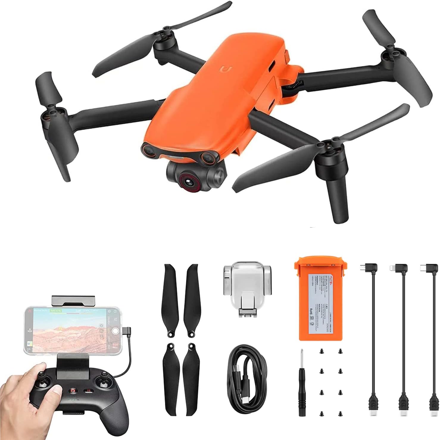 Autel Robotics EVO Nano+(Plus) Drone Standard,249g Foldable Drone with 3-Axis Gimbal Camera,3D Obstacle Avoidance,RYYB,1/1.28CMOS,PDAF + CDAF Dual Focus,50MP Photos,28 Mins Flight Time by Autel EVO Nano Plus Orange