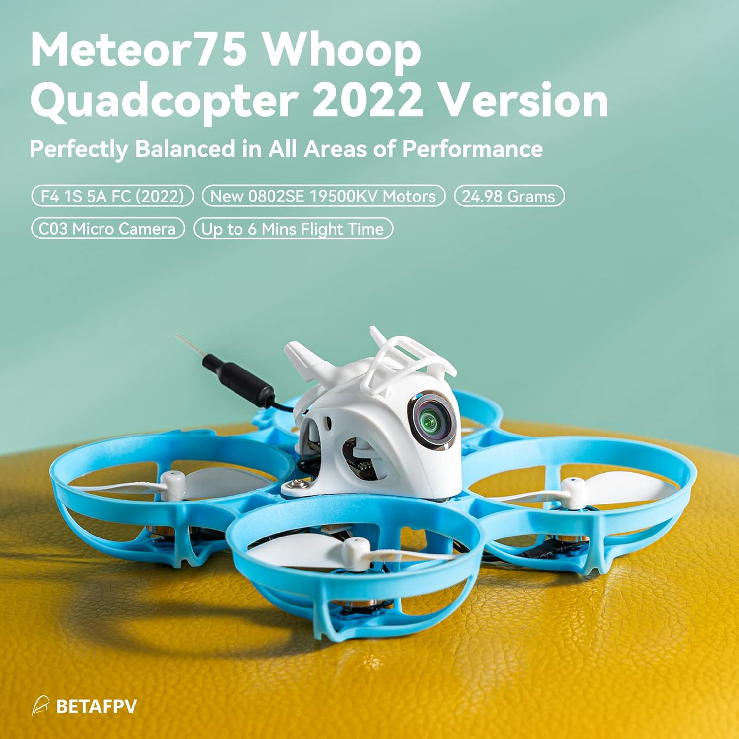 BETAFPV Meteor75 1S Micro FPV Whoop Drone Quadcopter for FPV Racing Freestyle Flight Indoor Outdoor Fly Up to 6 Minutes with F4 1S 5A Flight Controller 0802SE 19500KV Motor C03 Camera - Frsky