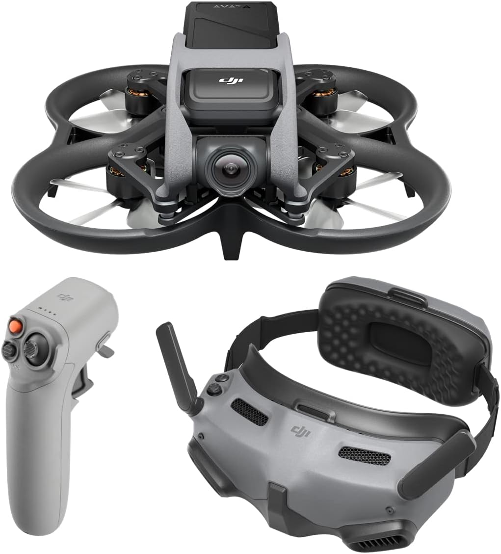 DJI Avata, First-Person View Drone with 4K Stabilized Video, Super-Wide 155° FOV, Built-in Propeller Guard, HD Low-Latency Transmission, Black, FAA Remote ID Compliant