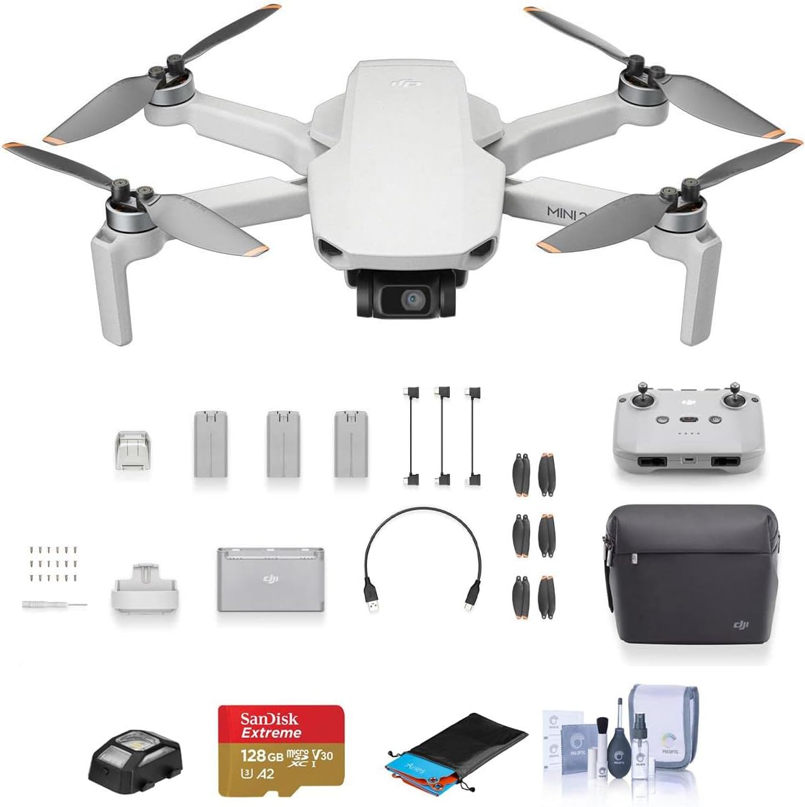 DJI Mini 2 SE Drone Fly More Combo Bundle with 128GB microSD Card, Anti-Collision Light, Landing Pad, Cleaning Kit