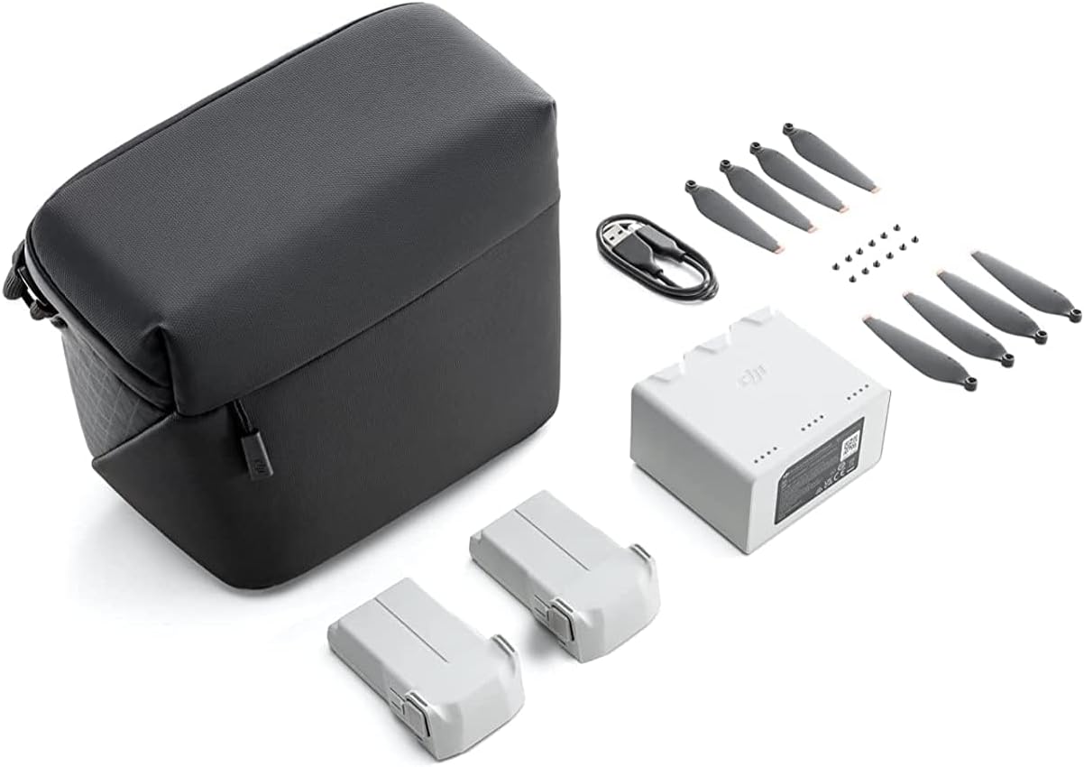 DJI Mini 3 Pro Fly More Kit Plus, Includes Two Intelligent Flight Batteries Plus, a Two-Way Charging Hub, Remote Control, Data Cable, Shoulder Bag, Spare propellers, and Screws, Black