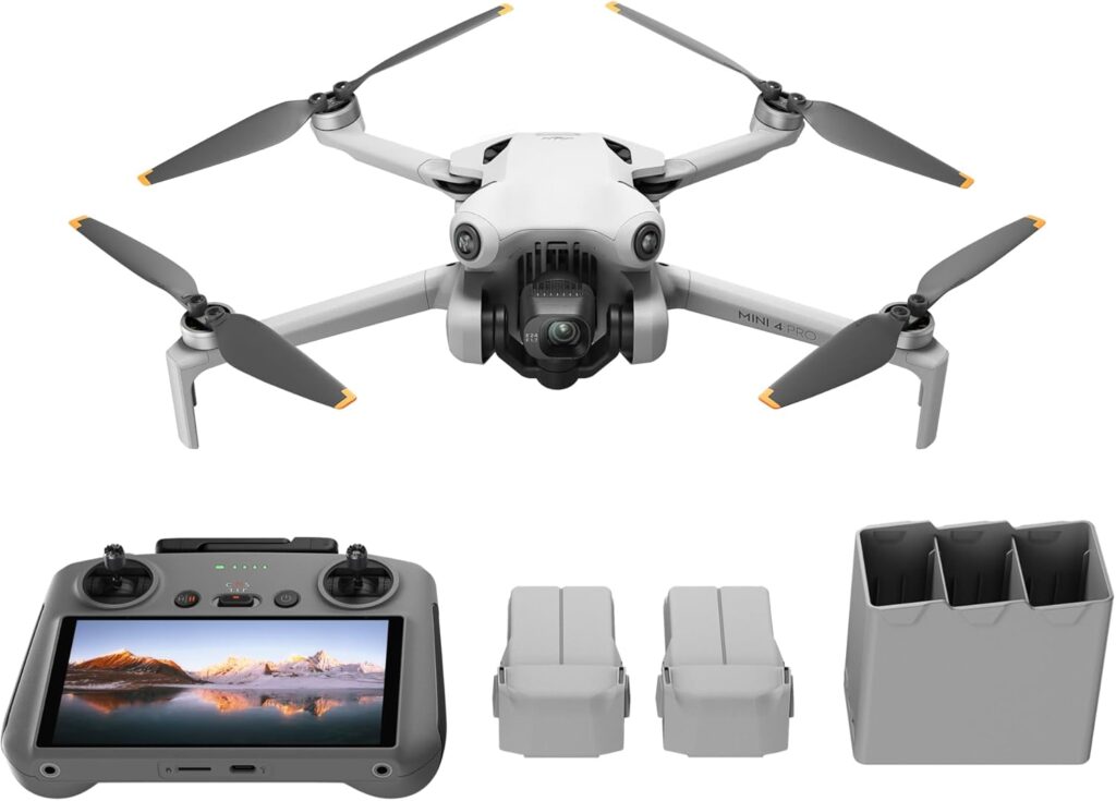 DJI Mini 4 Pro (DJI RC 2), Folding Mini-Drone with 4K HDR Video Camera for Adults, Under 0.549 lbs/249 g, 34 Mins Flight Time, 20 km Max Video Transmission Distance, Omnidirectional Vision Sensing