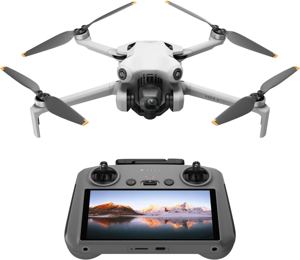 DJI Mini 4 Pro (DJI RC 2), Folding Mini-Drone with 4K HDR Video Camera for Adults, Under 0.549 lbs/249 g, 34 Mins Flight Time, 20 km Max Video Transmission Distance, Omnidirectional Vision Sensing