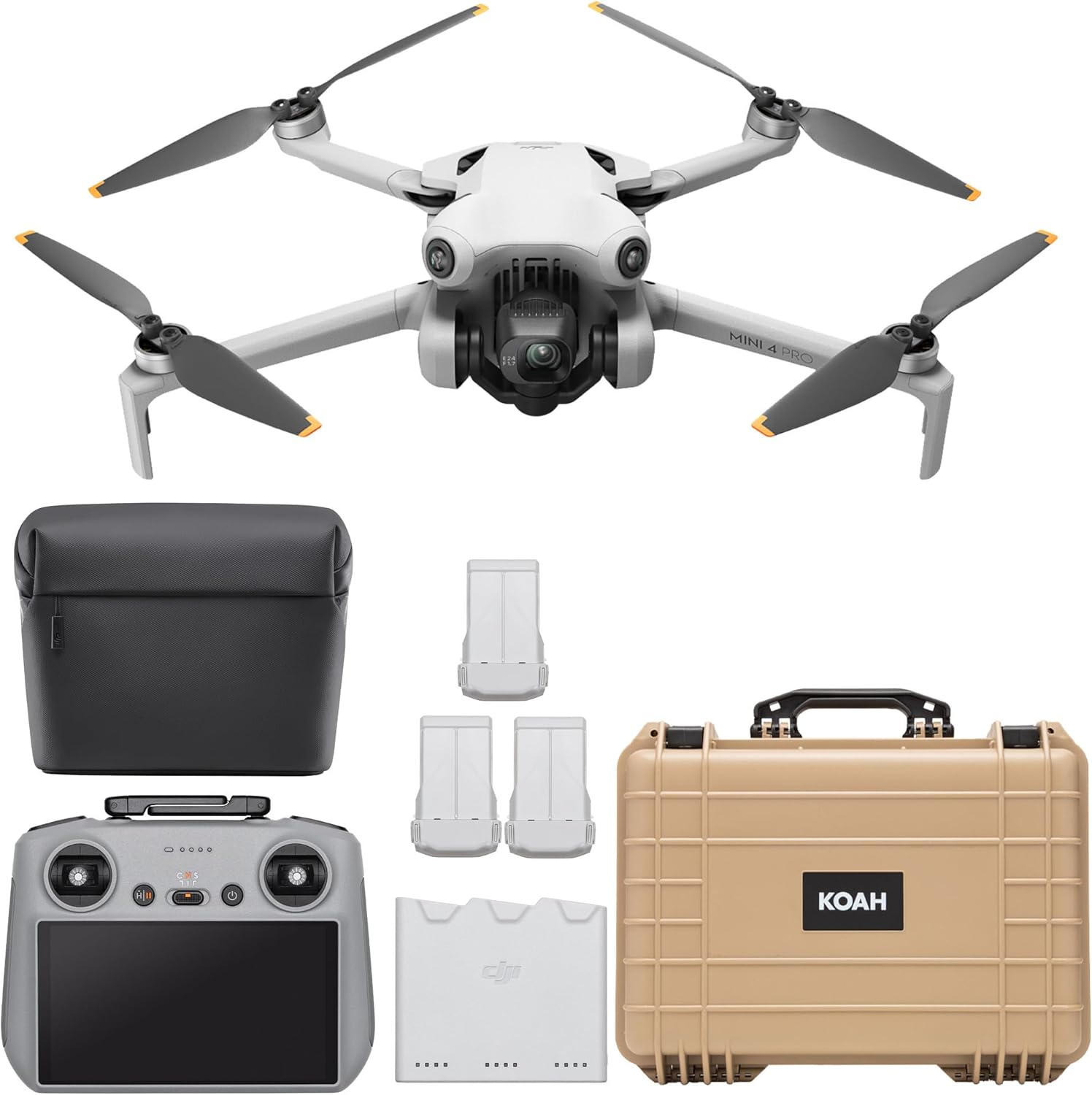 DJI Mini 4 Pro Quadcopter Drone Fly More Combo Plus with RC 2 Controller- 4K Ultra HD Video Capture - Intelligent Flight Modes for Aerial Enthusiasts Bundle with Waterproof Hard Case (2 Items)