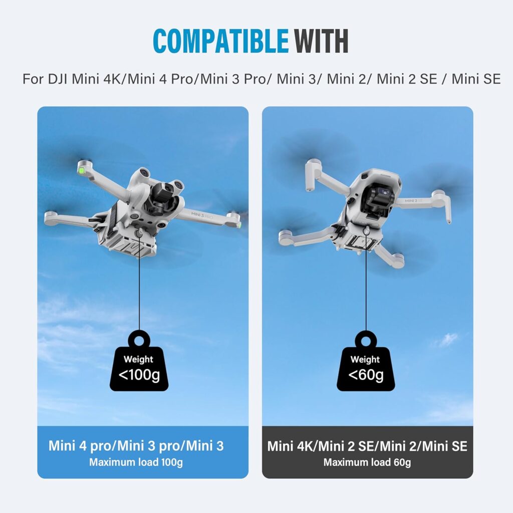 Drone Airdrop System for DJI Mini 4K/Mini 4 Pro/Mini 3 Pro/Mini 3/Mini SE/Mini 2/Mini 2 SE Accessories, Payload/Delivery/Transport Drop Release Device for DJI Mini Series Drone