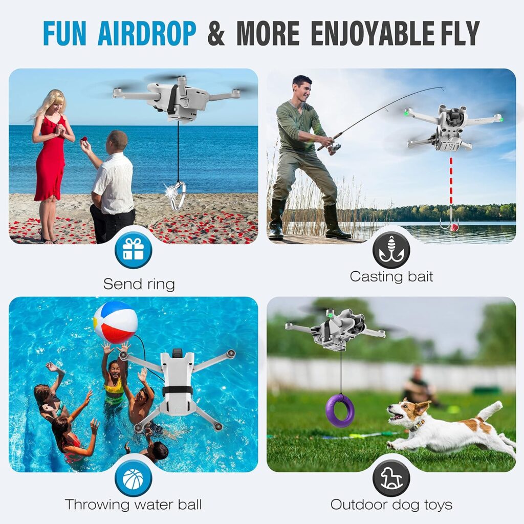 Drone Airdrop System for DJI Mini 4K/Mini 4 Pro/Mini 3 Pro/Mini 3/Mini SE/Mini 2/Mini 2 SE Accessories, Payload/Delivery/Transport Drop Release Device for DJI Mini Series Drone