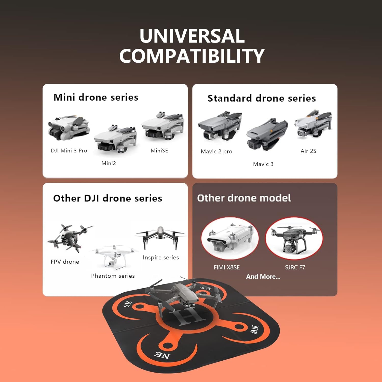 Drone Landing Pad 20 inch/50cm, Weighted Foldable Double-Sided Fast-Fold Helipad for DJI Avata/Mini 2/Mini 3/Mavic 3/Mavic Mini SE/Mavic Air 2/Air 2S/Holy Stone Drone/FPV Drone Accessories