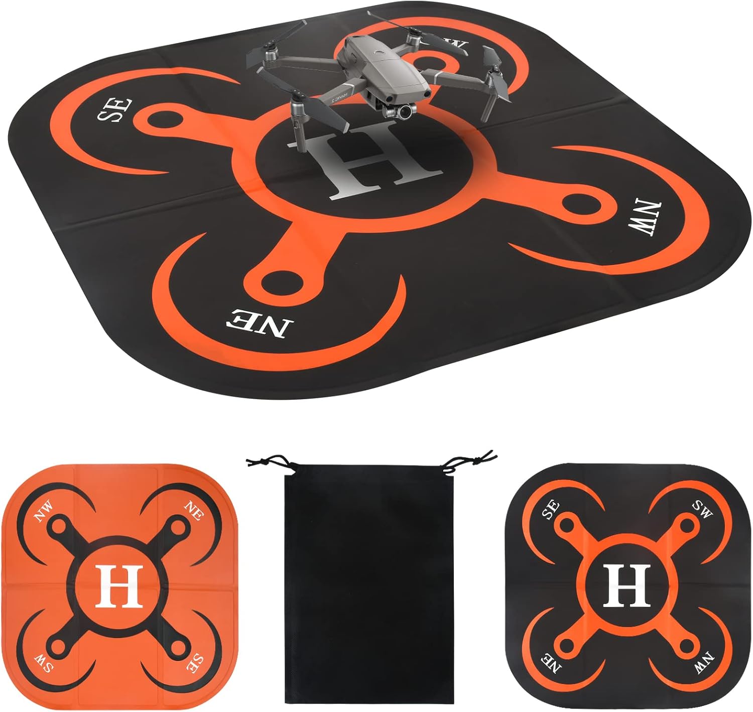 Drone Landing Pad 20 inch/50cm, Weighted Foldable Double-Sided Fast-Fold Helipad for DJI Avata/Mini 2/Mini 3/Mavic 3/Mavic Mini SE/Mavic Air 2/Air 2S/Holy Stone Drone/FPV Drone Accessories