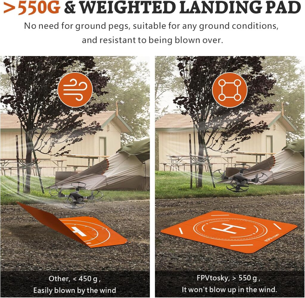 FPVtosky Nighttime Reflective Drone Landing Pad, Portable 20(51cm) Fast-fold Double Sided Waterproof Landig Pad Weighted for DJI Mini 2 SE/Mini 4 Pro/Mini 3/Air 3/Avata 2/FPV/Mavic 3 Pro Drones etc