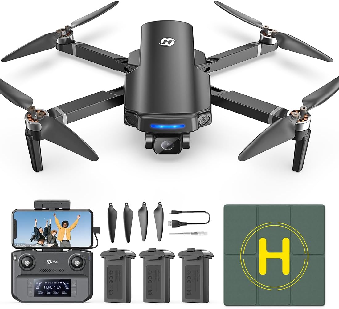 Holy Stone 249g GPS Drones with Camera for Adults 4K, RC FPV Foldable Quadcopter Drone with 3 Batteries, 10000 Feet Transmission Range, GPS Follow Me, Auto Smart Return, Brushless Motor, Beginner Mode