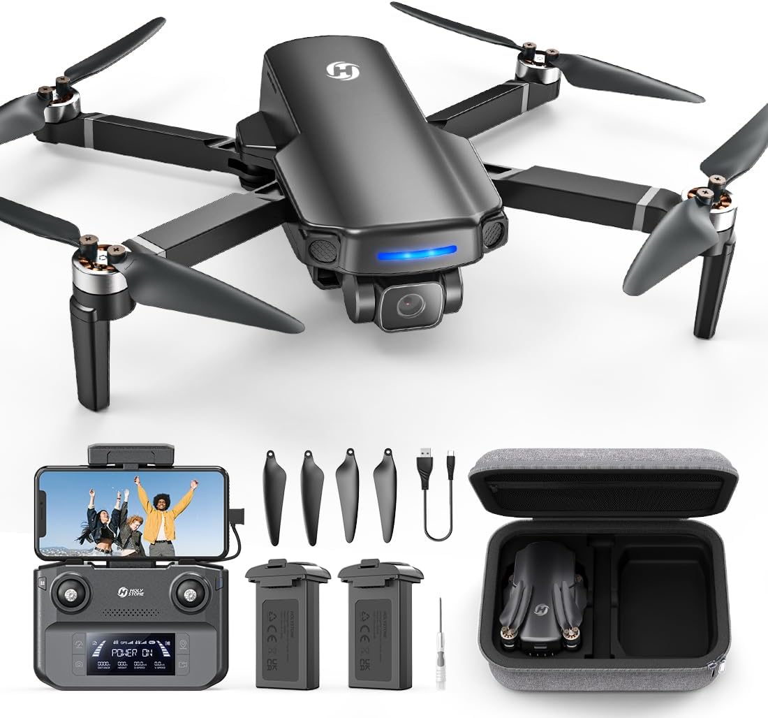 Holy Stone HS360S GPS Drones with Camera for Adults 4K; 249g Foldable FPV RC Quadcopter with 2 Batteries, 10000 Feet Control Range, Brushless Motor, Follow Me, Smart Return Home, 5G Transmission