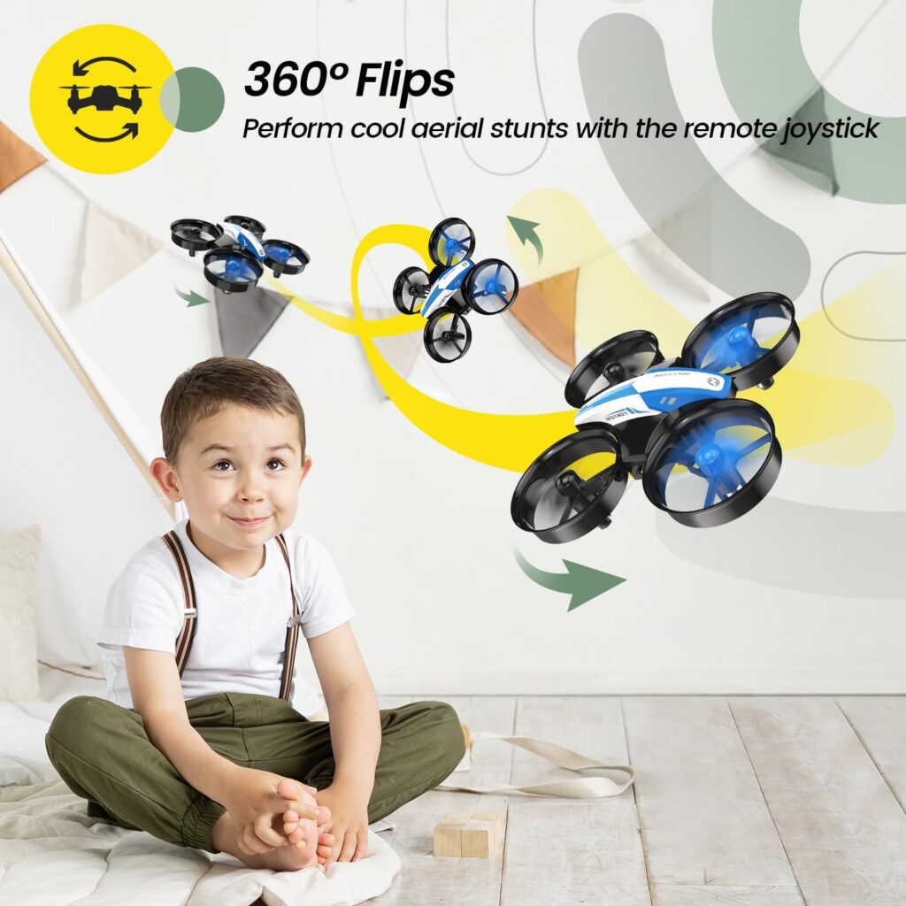 Holy Stone Mini Drone for Kids and Beginners RC Nano Quadcopter Indoor Small Helicopter Plane with Auto Hovering, 3D Flips, Headless Mode and 3 Batteries, Great Gift Toy for Boys and Girls, Blue