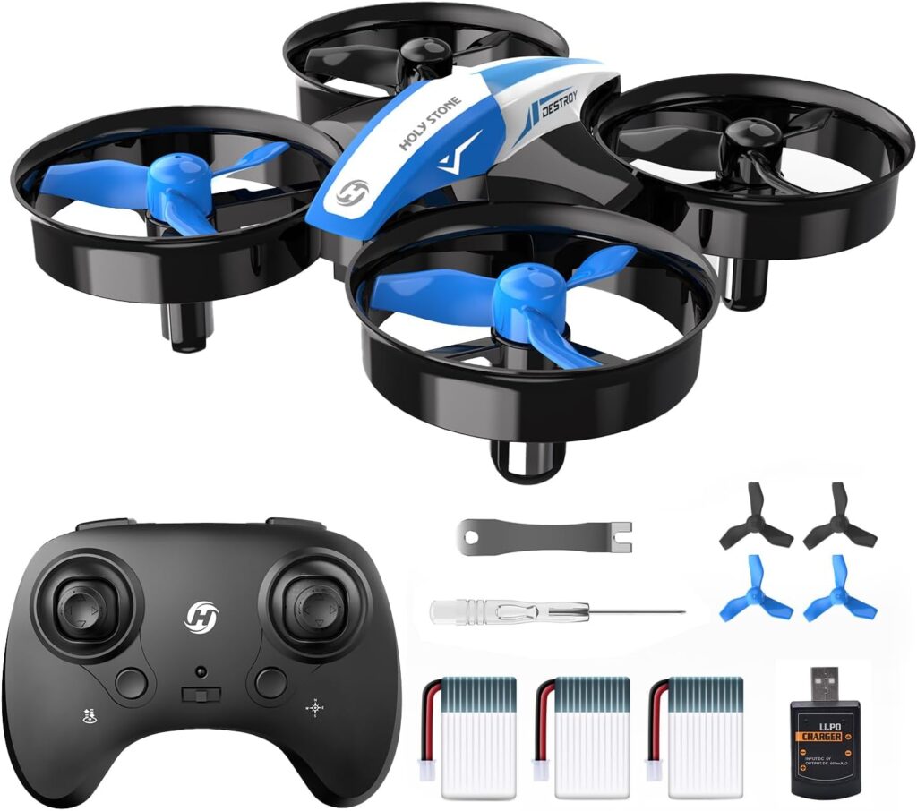 Holy Stone Mini Drone for Kids and Beginners RC Nano Quadcopter Indoor Small Helicopter Plane with Auto Hovering, 3D Flips, Headless Mode and 3 Batteries, Great Gift Toy for Boys and Girls, Blue