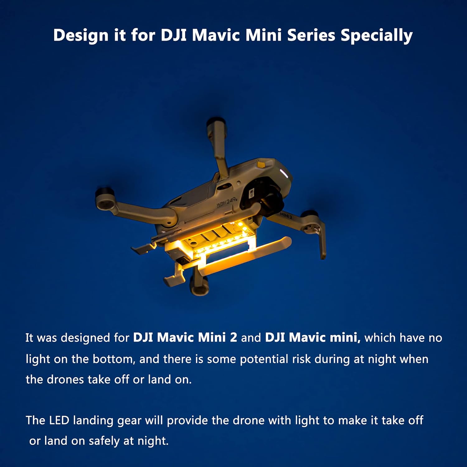 Mavic Mini 2 Light Landing Gear, Folding Landing Gear with LED Light Compatible for DJI Mavic Mini 2, Mini SE/Mavic Mini Drone Accessory