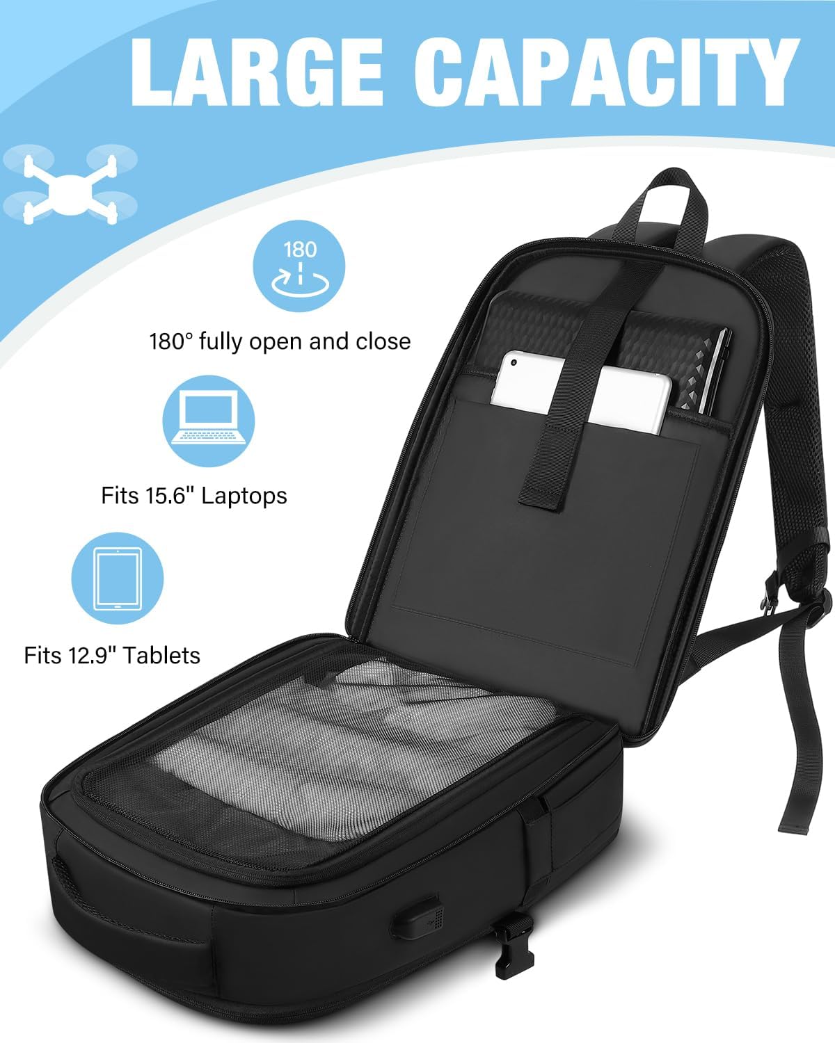 Mini 2 SE Case, Waterproof Hard Carrying Case Portable Travel Drone Sling Bag Backpack Compatible with DJI Mini 4K/ Mini 2/ Mini 2 SE Fly More Combo Accessories, Black