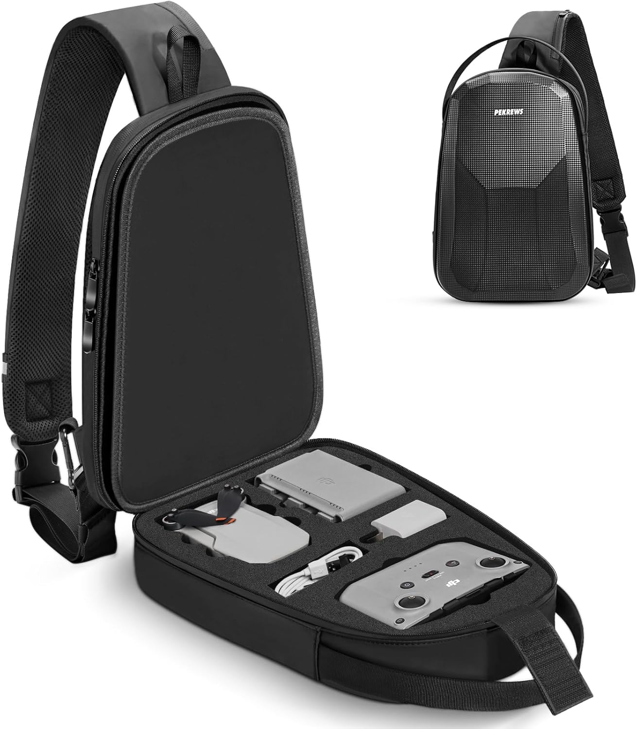 Mini 2 SE Case, Waterproof Hard Carrying Case Portable Travel Drone Sling Bag Backpack Compatible with DJI Mini 4K/ Mini 2/ Mini 2 SE Fly More Combo Accessories, Black