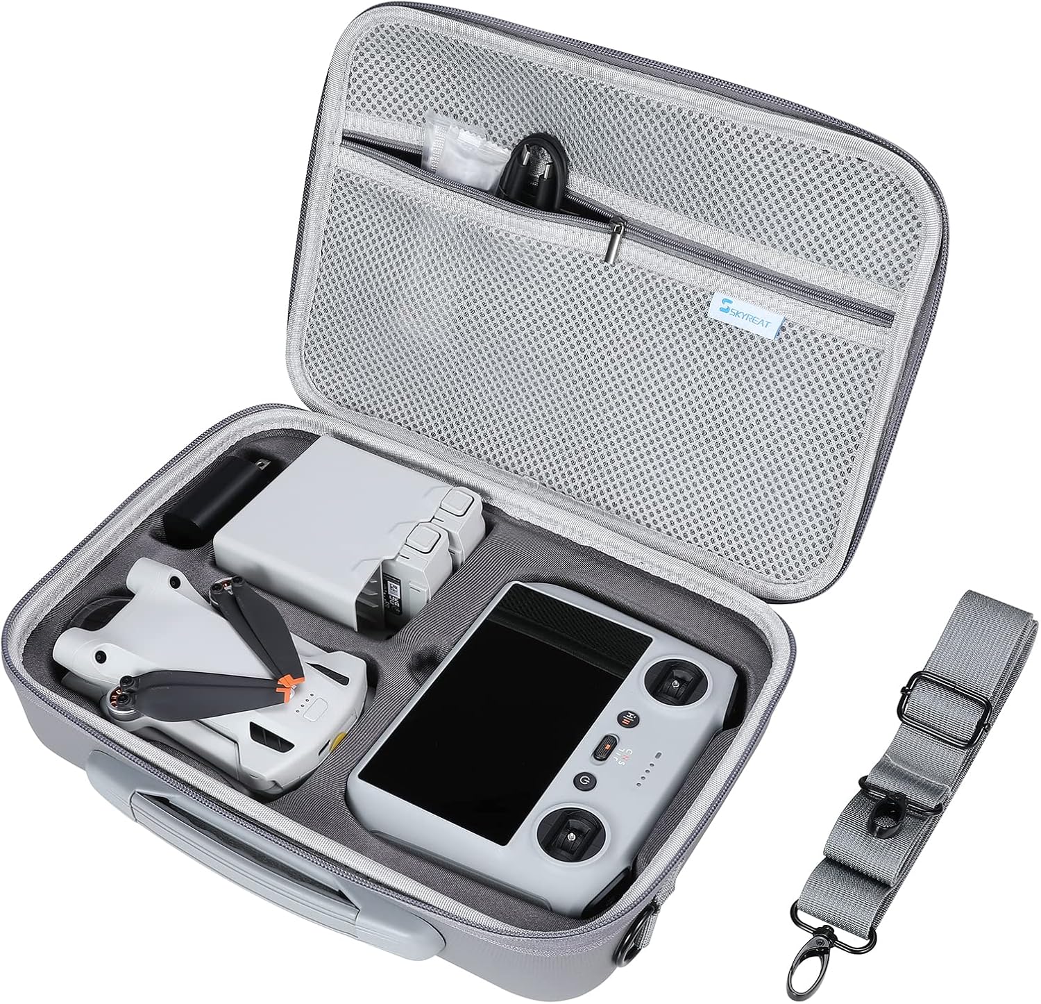 Skyreat Mini 3 / Mini 3 Pro RC Case, Portable PU Leather Storage Shoulder Bag for DJI Mini 3 Pro Accessories