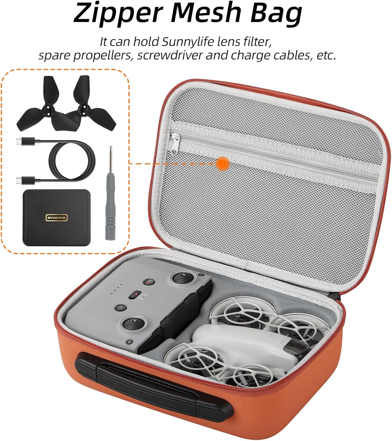 Anbee Neo Drone Carrying Case, Portable Hard Travel Case Storage Bag for DJI Neo RC Drone (Neo Drone Body Case, Orange)