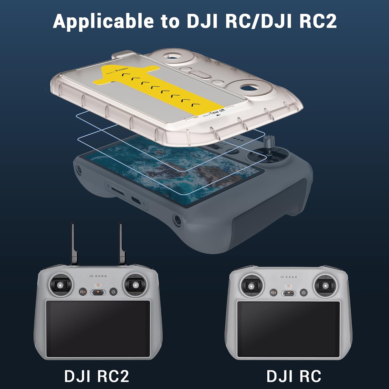 CYNOVA DJI RC2 Screen Protector with Auto Alignment Kit, DJI RC Controller HD Tempered Glass Screen Protector Film for DJI Mini 4 Pro/DJI Mini 3 / DJI Mini 3 Pro/DJI Air 3 Accessories