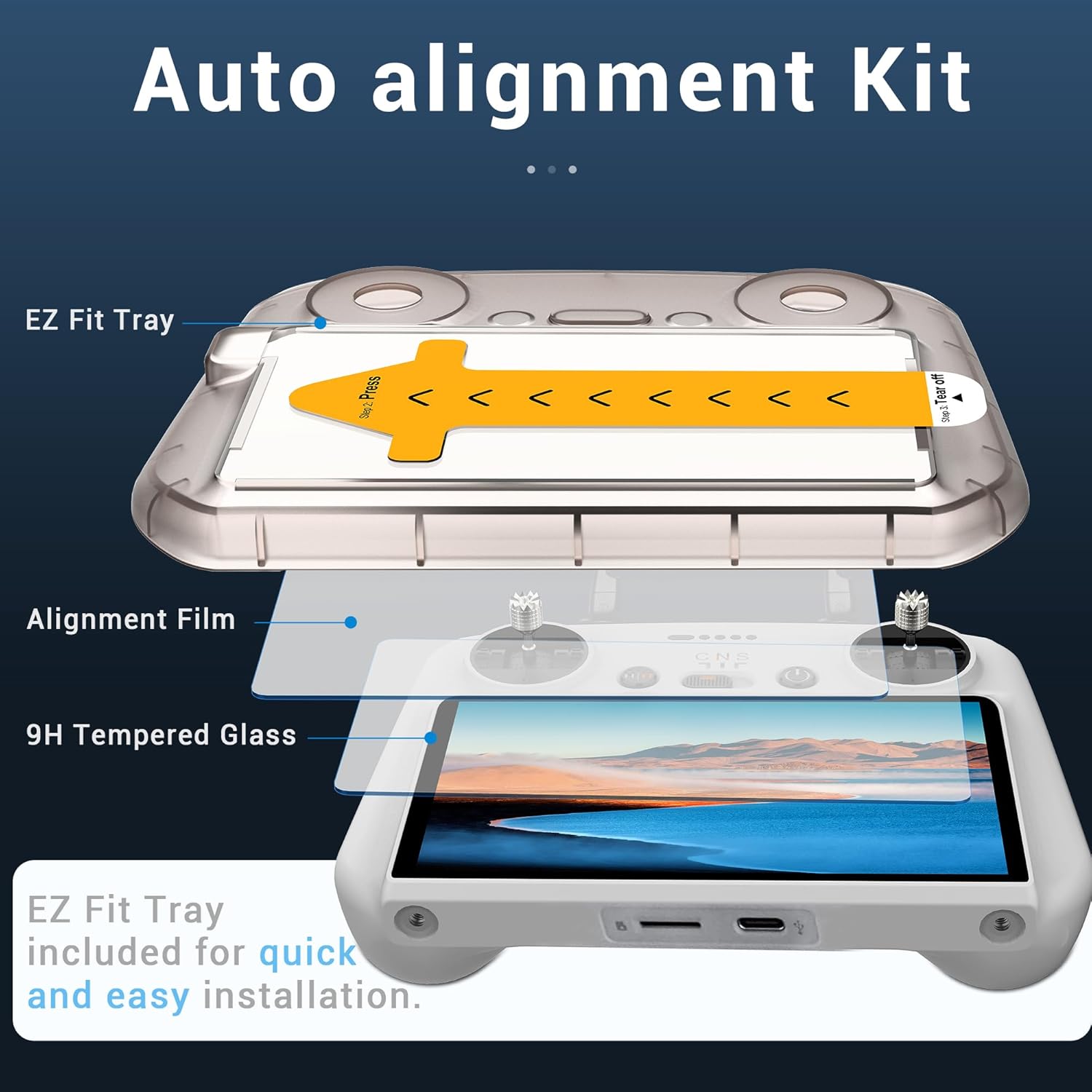 CYNOVA DJI RC2 Screen Protector with Auto Alignment Kit, DJI RC Controller HD Tempered Glass Screen Protector Film for DJI Mini 4 Pro/DJI Mini 3 / DJI Mini 3 Pro/DJI Air 3 Accessories