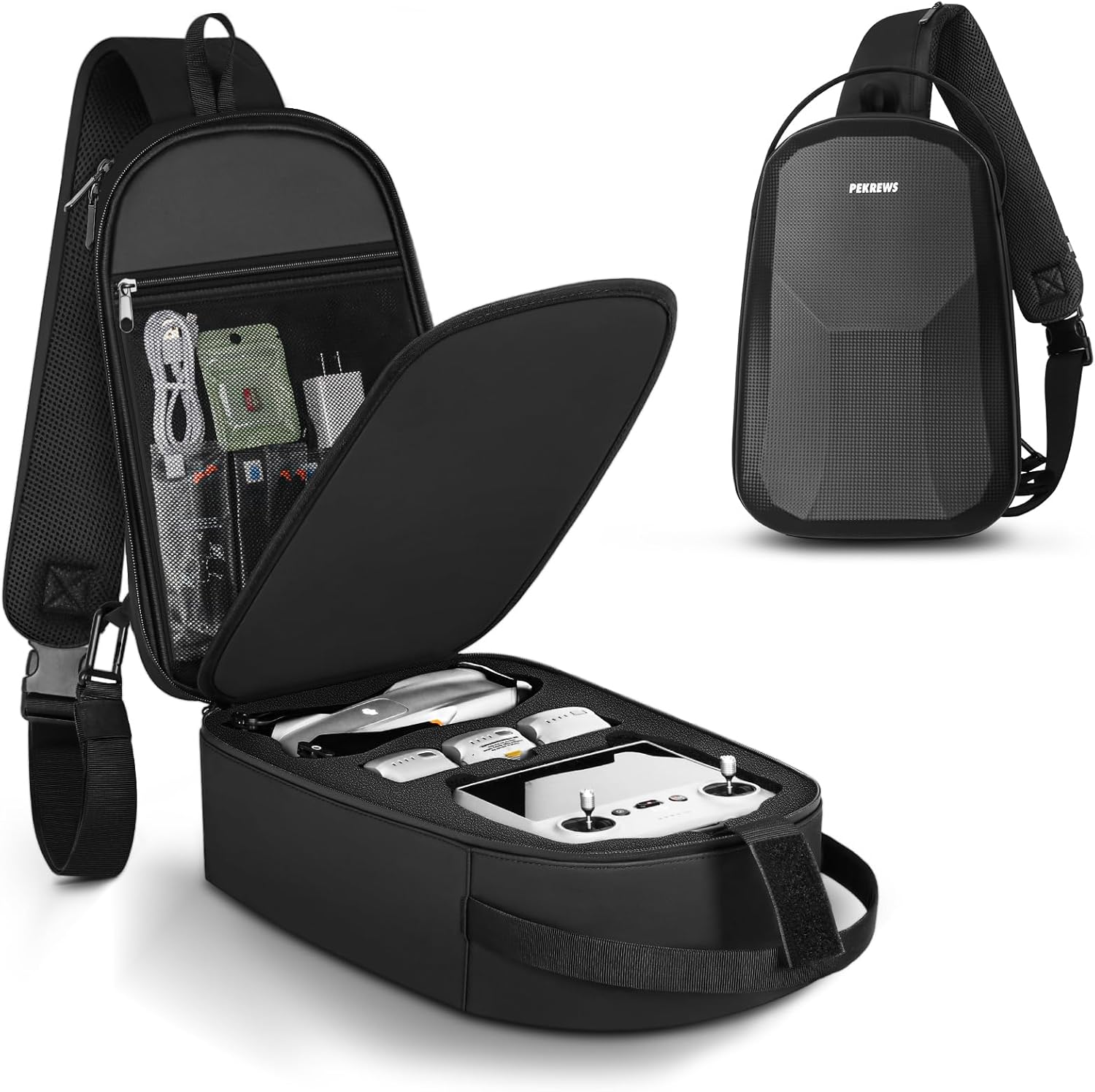 DJI Air 3 Case, Waterproof Hard Carrying Case Portable Travel Drone Bag Sling Backpack Compatible with DJI Air 3 with RC 2/ RC-N2 Controller, Fly More Combo and Accessories, Black (Case Only)