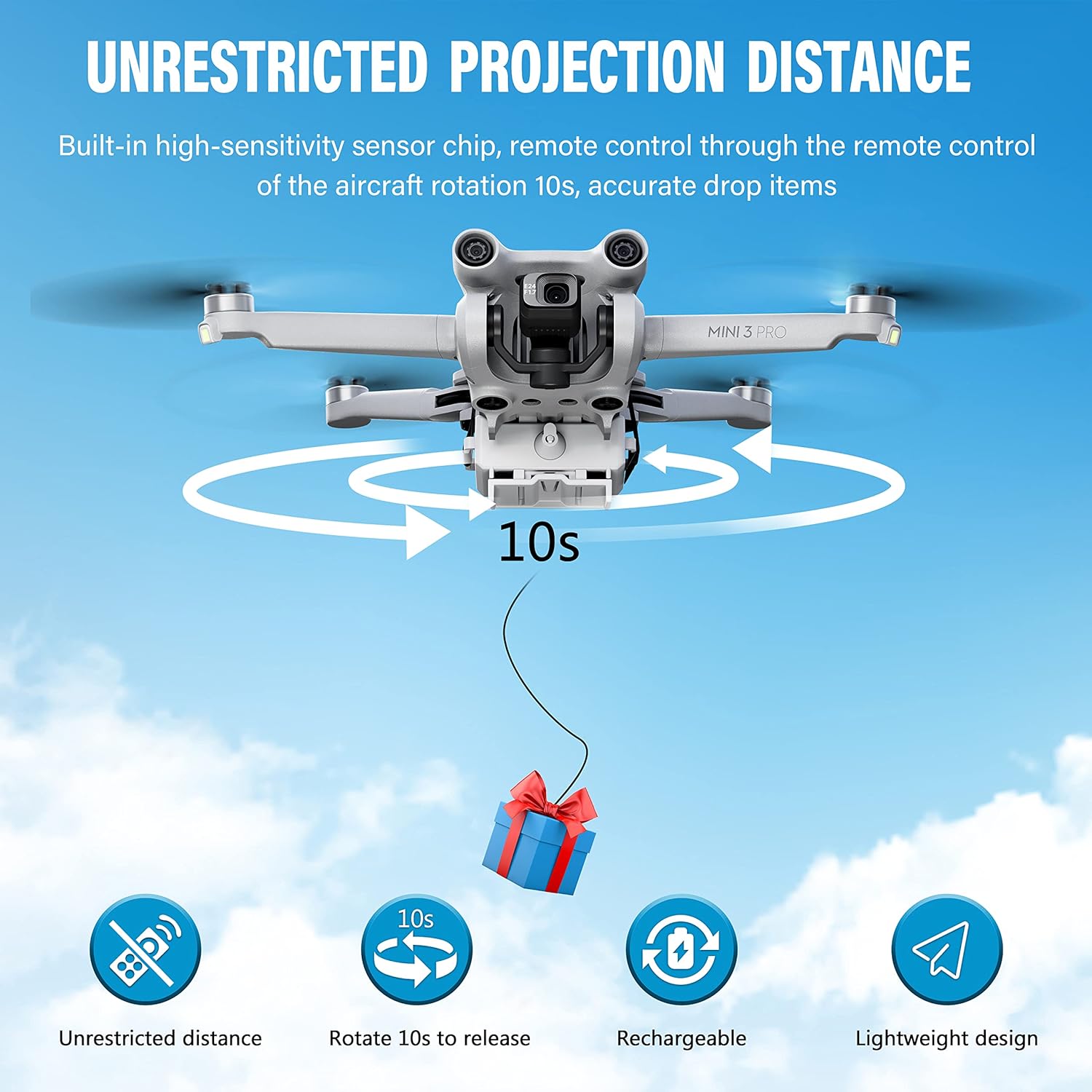 Drone Airdrop System for DJI Mini 4K/Mini 4 Pro/Mini 3 Pro/Mini 3/Mini SE/Mini 2/Mini 2 SE Accessories, Payload/Delivery/Transport Drop Release Device for DJI Mini Series Drone