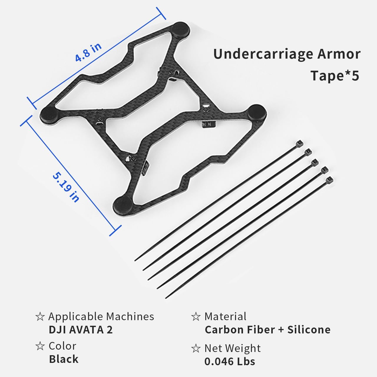 Drone Carbon Fiber Undercarriage Armor for DJI Avata 2, Drone Bottom Protection for DJI Avata 2 Accessories, Fuselage Protect Bar Landing Gear (Undercarriage Armor)