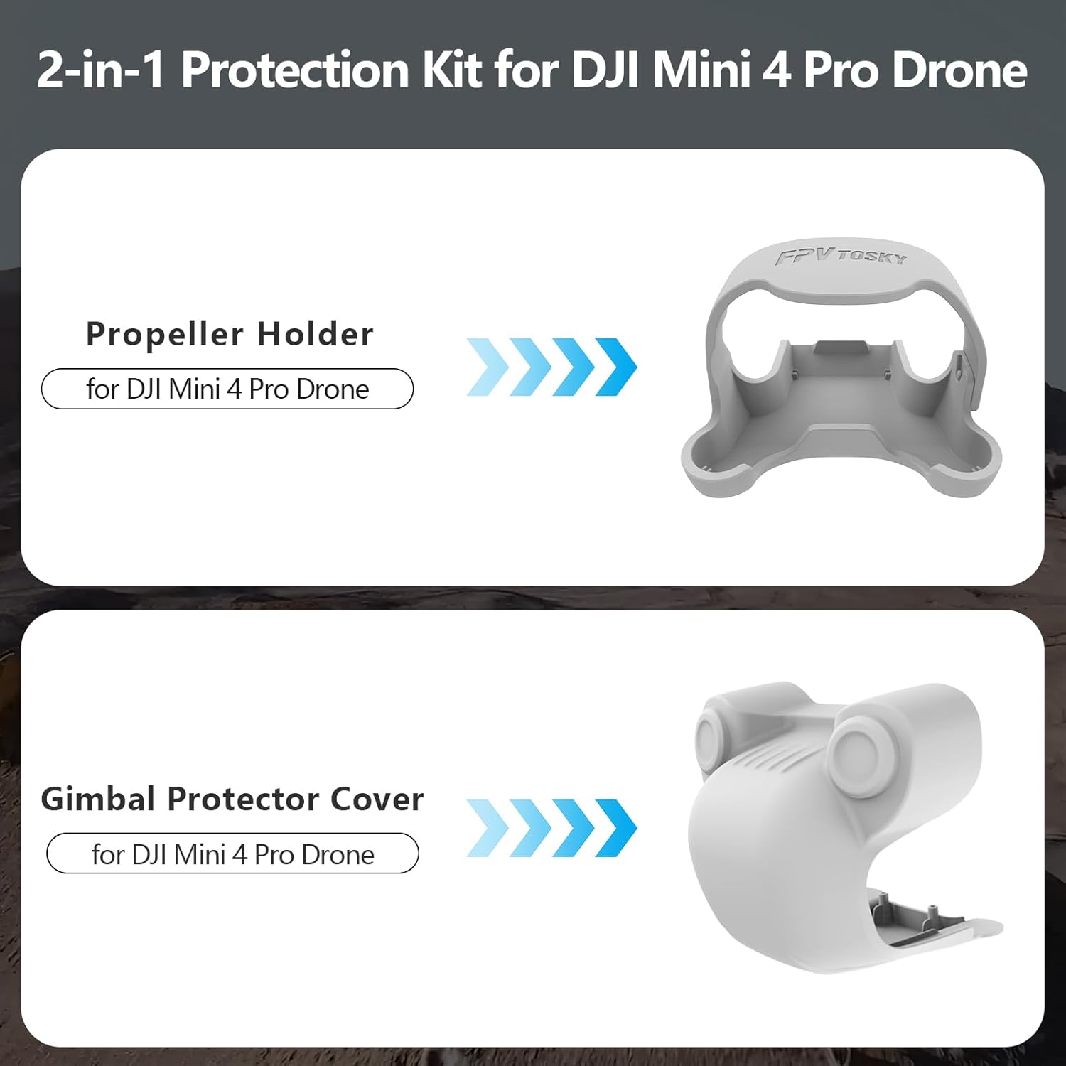 FPVtosky 2-in-1 Protection Kit for DJI Mini 4 Pro Drone Accessories, Kit includes Gimbal Protector Cover for DJI Mini 4 Pro, Propeller holder for DJI Mini 4 Pro, DJI Mini 4 Pro Accessories