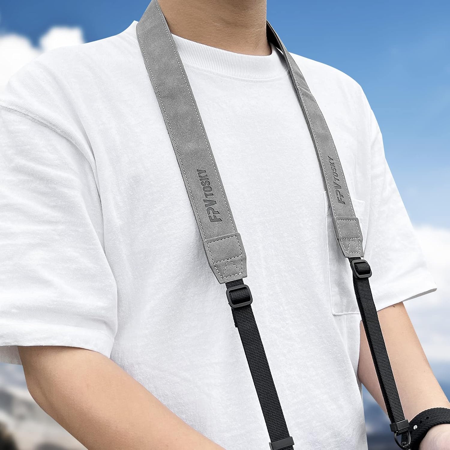 FPVtosky Neck Lanyard with Joystick for DJI RC/RC 2, PU Leather Shoulder Strap and 1 Pair of Rocker, Compatible with DJI Mini 4 Pro/Mini 3/ Mavic 3 Classic/Air 3 Remote Controller Accessories