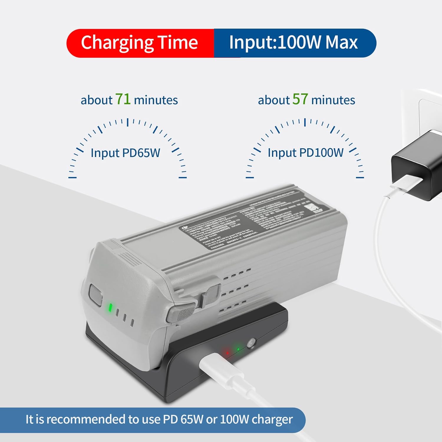 Hanatora Multifunction USB Charger for DJI Air 3 Battery,Storage Charge and Discharge,Two-Way Hub,Drone Single Charging Accessories