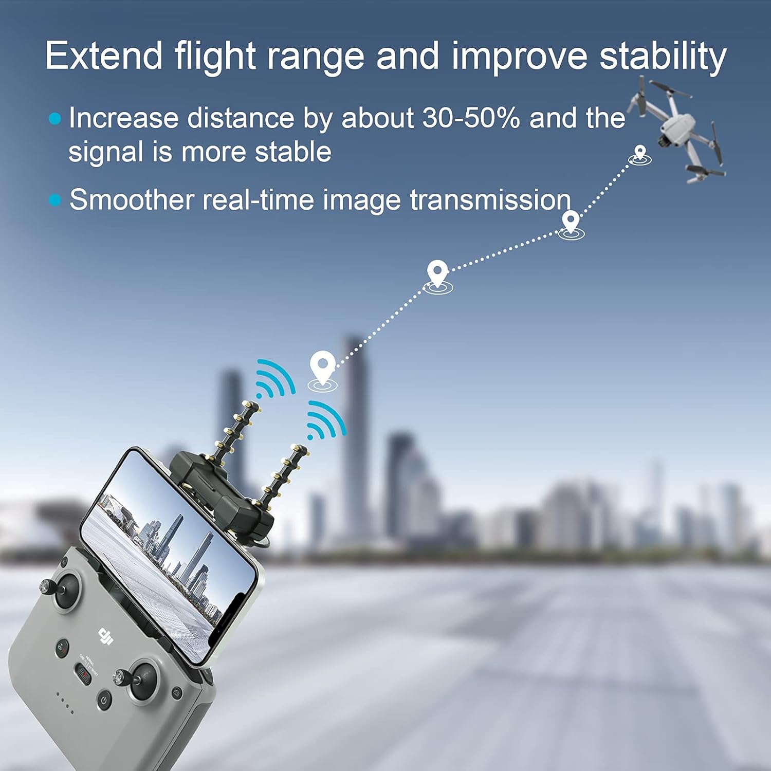 Hanatora RC-N1/N2/N1C Remote Controller Antenna Range Extender Yagi-UDA 5.8Ghz Boosters for DJI Mavic 3,Mini 4K/2/2 SE,Mini 3 Pro,Air 3/2S,Mavic Air 2 Drone Signal Accessories