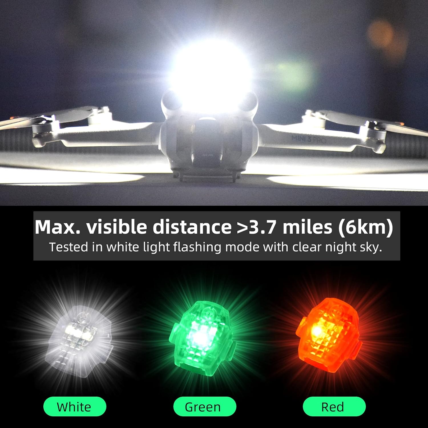 HeiyRC Drone Strobe Light,for FAA Anti Collision Night Flight Rechargable Led Lamp,for DJI Mini 4K Avata 2 Mini 4 Pro Air 3 2S Mavic Mini 2 SE Mavic 3 Classic Accessory(3PCS)