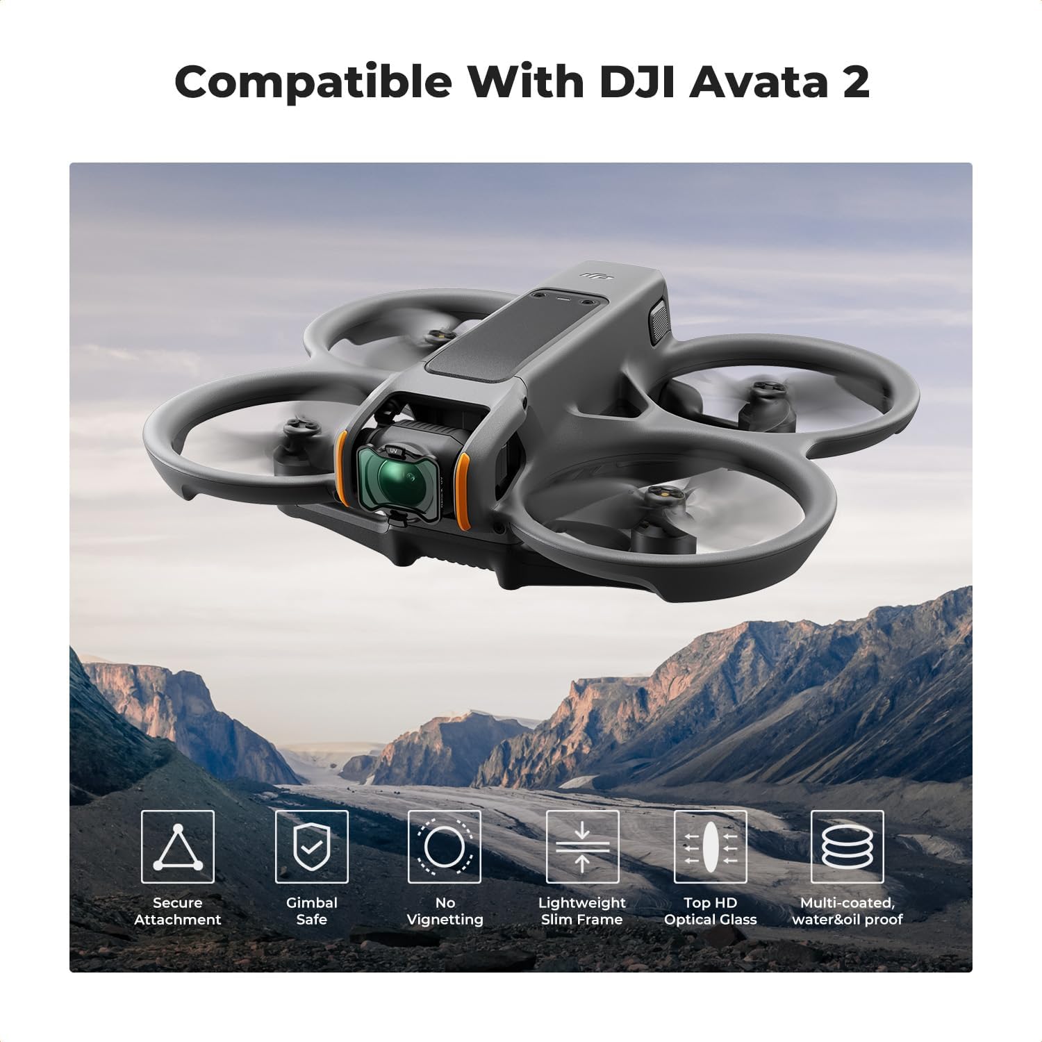 KF Concept Avata 2 Drone UV PL ND Filters Kit (6 Pack), UV PL ND4 ND8 ND16 ND32 Filter Compatible with DJI Avata 2, Drone Accesorries with 28 Multi-Layer Coated/Gimbal Safe