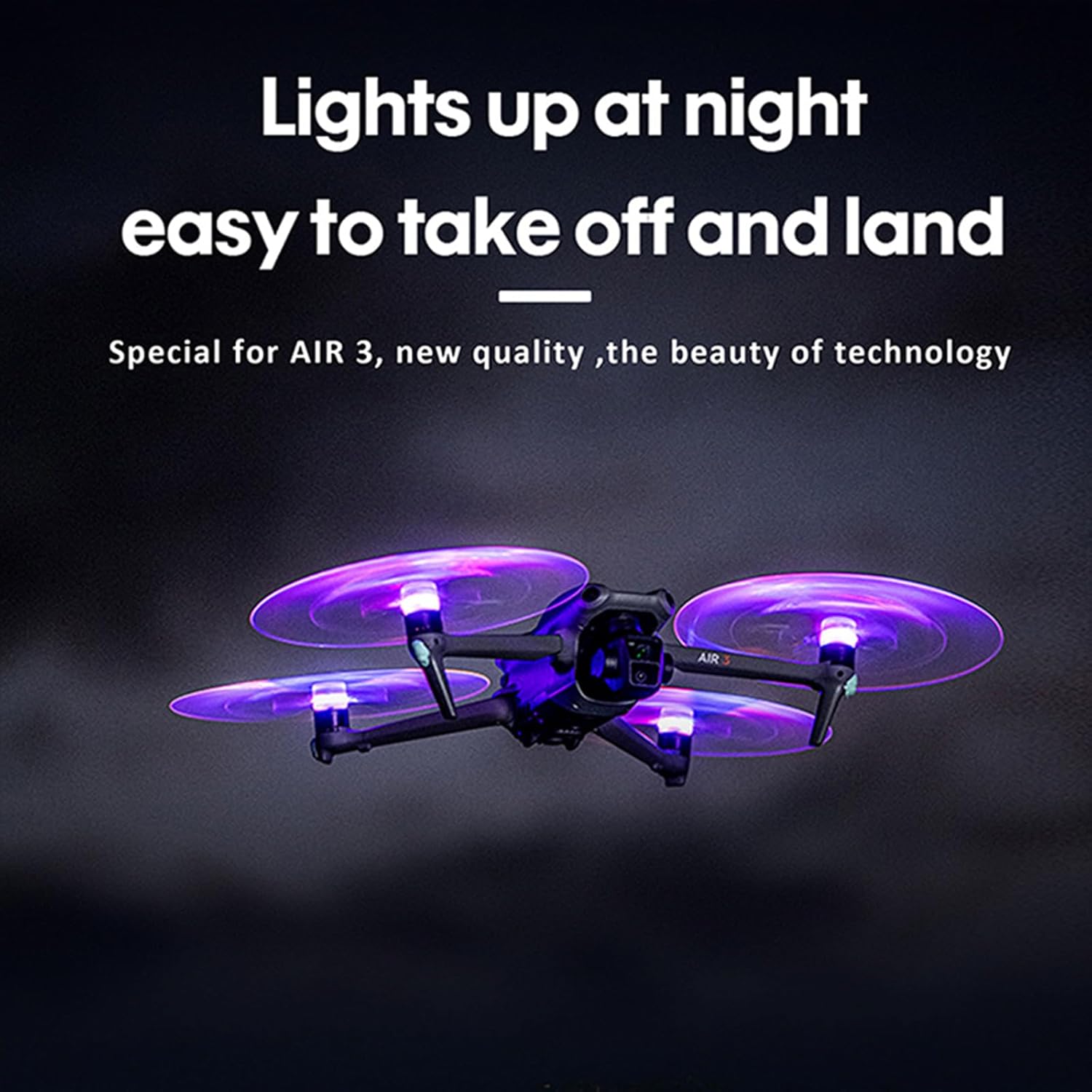 LICHIFIT LED Lights Propellers for DJI AIR 3 Drone Night Flight Flash Paddle Blade Low Noise Prop Accessories