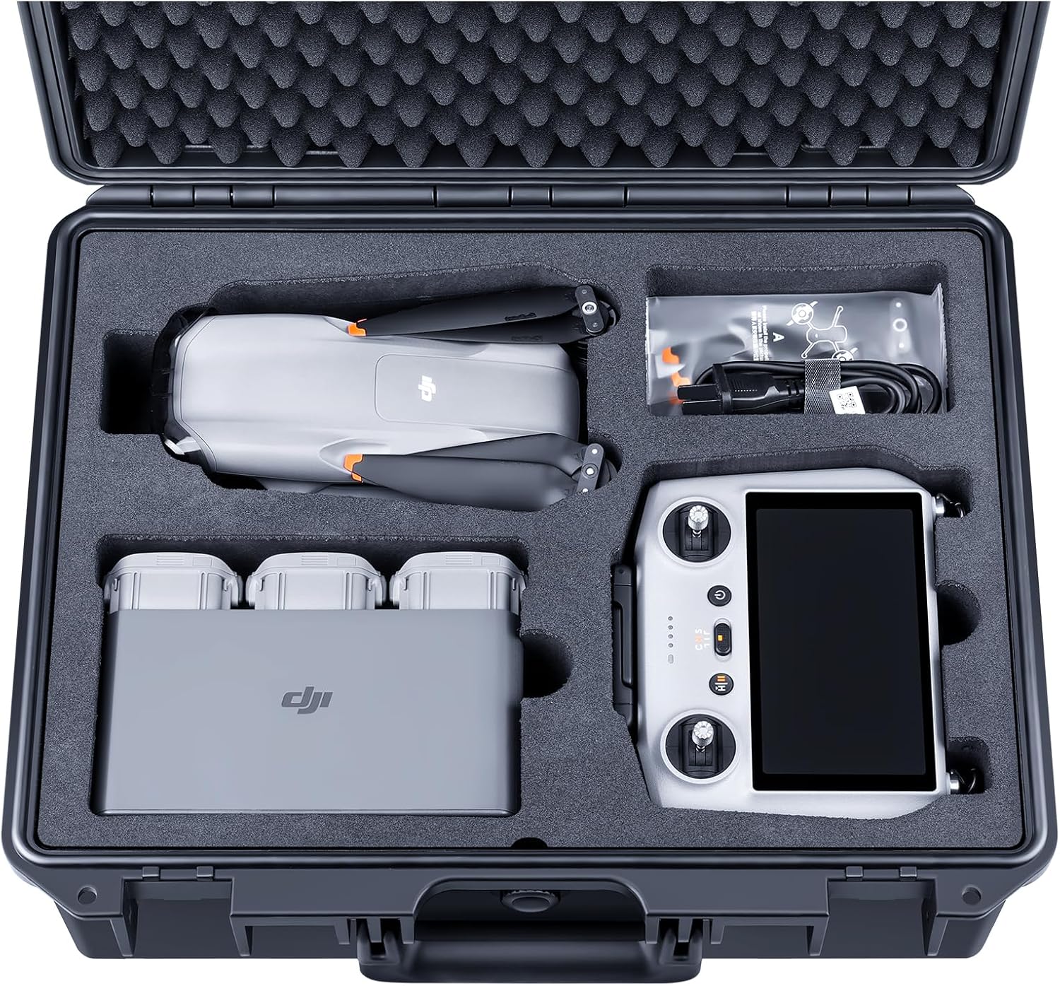 Lykus Titan MA310 Waterproof Hard Case for DJI Air 3 and DJI RC 2/RC-N2, Support RC Lanyard [CASE ONLY]