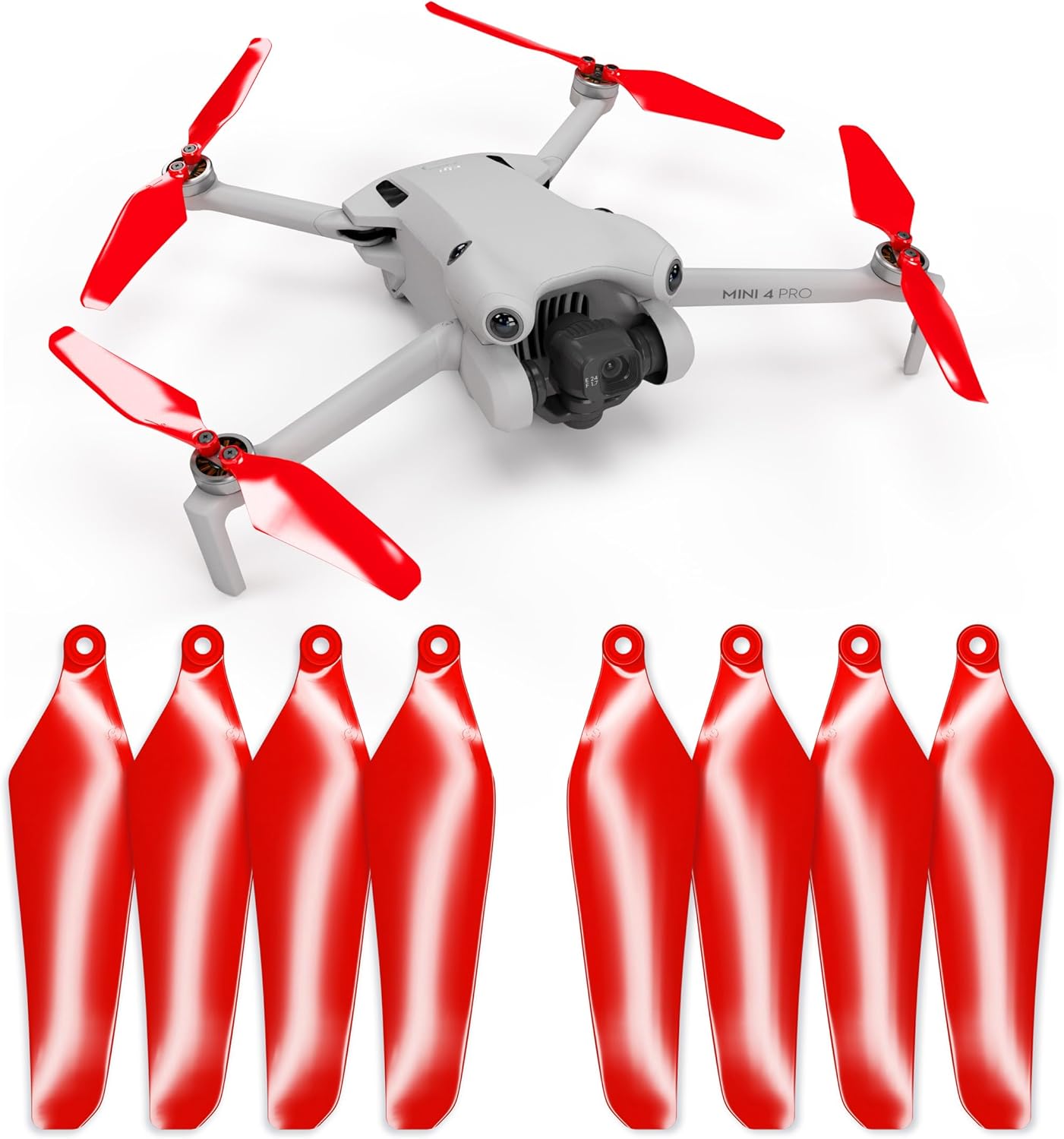 Master Airscrew Super Stealth Propellers for DJI Mini 4 Pro  Mini 3 Pro - Red, 4 propellers in Set