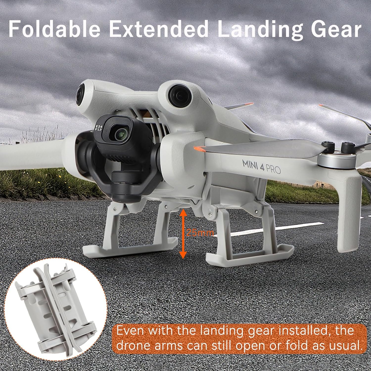 Mini 4 Pro Accessories Bundle: with Propellers Blades Guard Landing Gear Gimbal Protector Leg Extensions Props Holder Strap Lens Cover for DJI Mini 4 Pro Drone Accessories Set