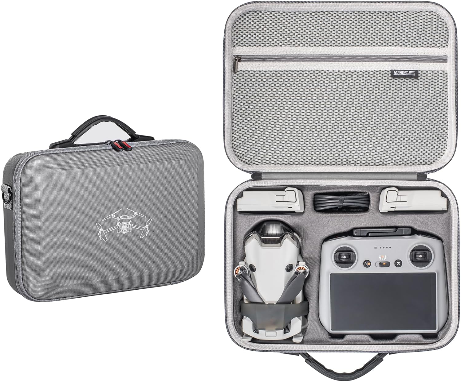 Mini 4 Pro RC-N2 Case, Portable PU Leather Travel Bag Carrying Case for DJI Mini 4 Pro Drone Accessories with DJI RC- N2 Controller (No Screen Remote Controller) and Other Accessories (Gray)