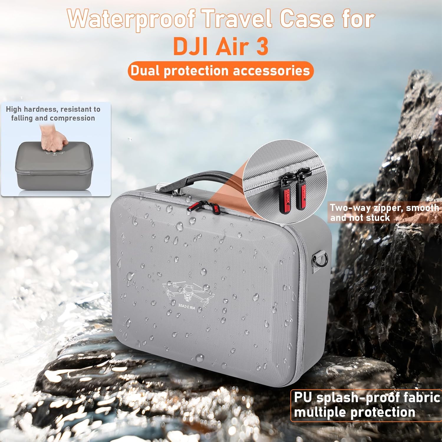 Owoda Air 3 Carrying Case Waterproof Storage Bag Protable Travel Case with Adjustable Shoulder Strap for DJI Air 3 Accessories