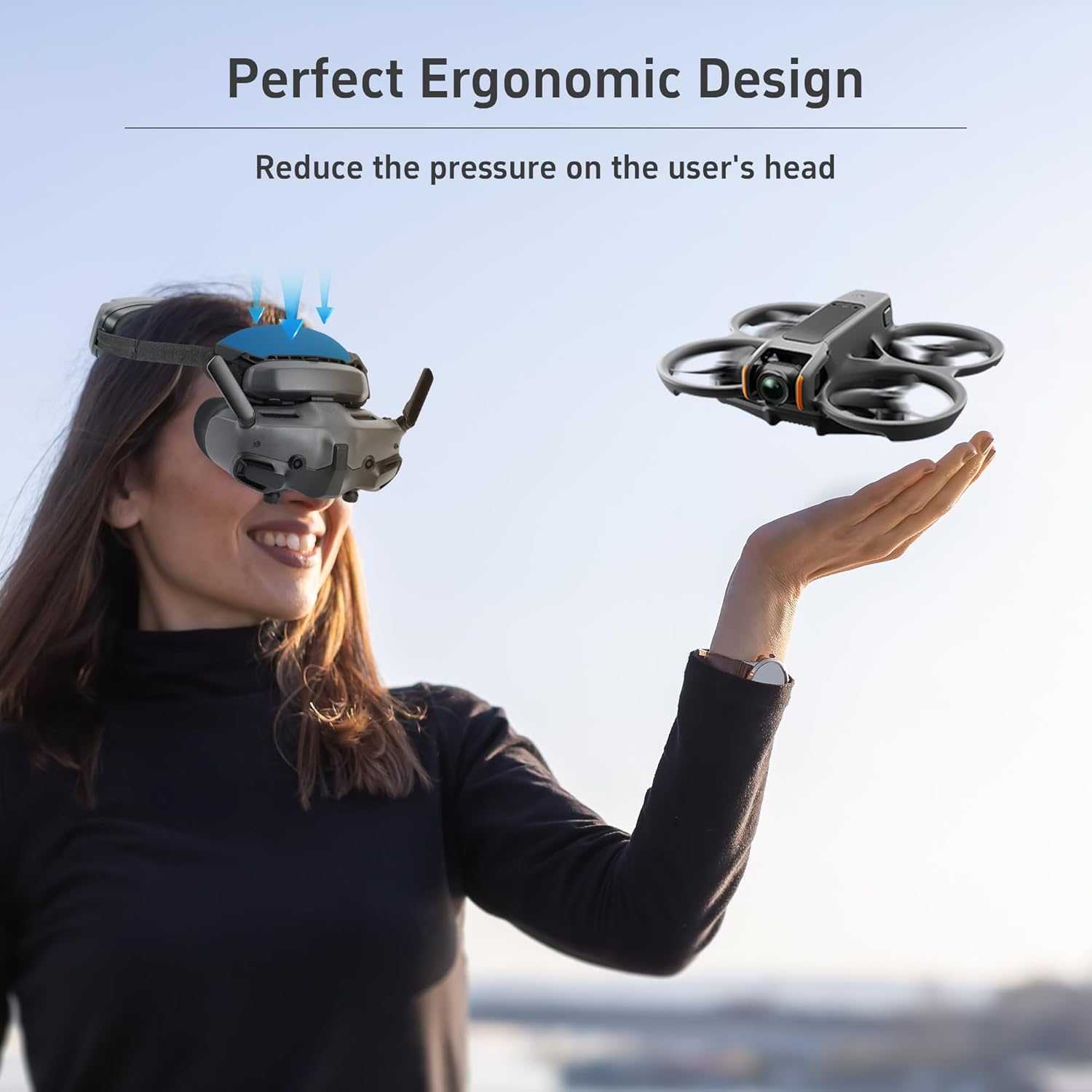 RCstyle Forehead Pillow Designed Specifically For Dji Google 3/Dji Neo FPV Drone,Built-In Comfortable PU Cotton Cushion, Reduces Head Weight And Improves Fly Experience