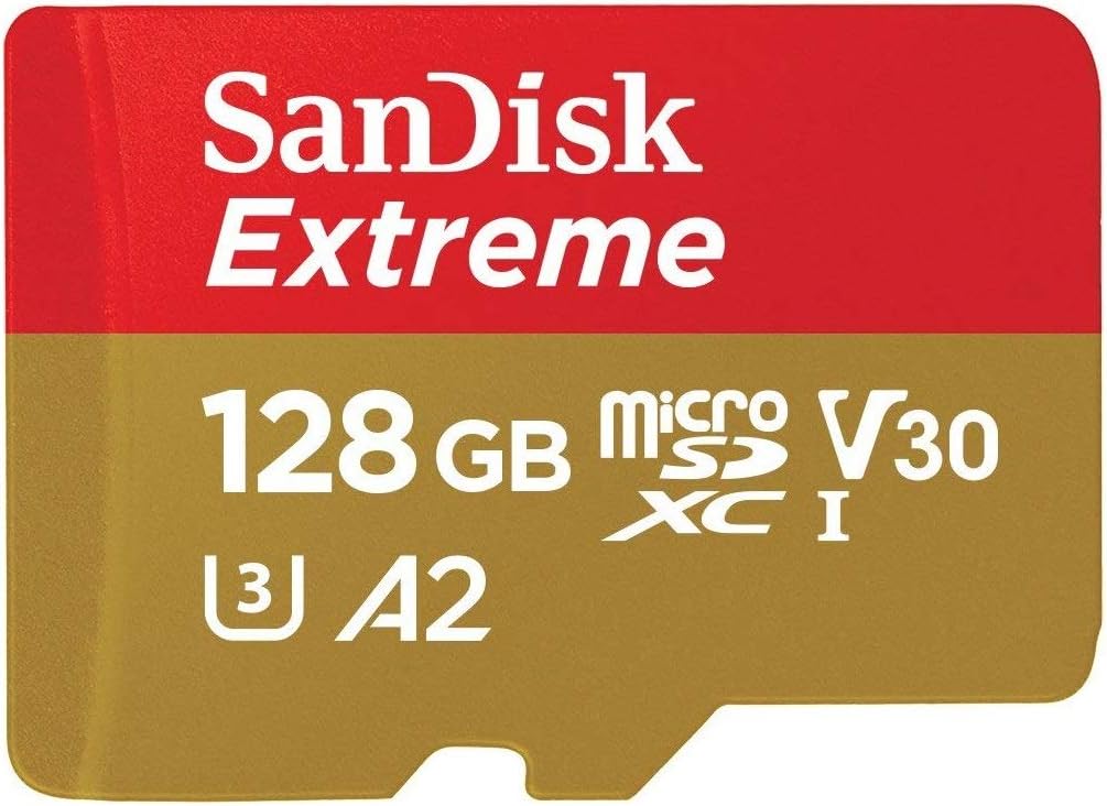 SanDisk Extreme MicroSD Card 128GB Memory Card (Two Pack) for DJI Air 2S Drone (SDSQXA1-128G-GN6MN) 4K Video Speed V30 UHS-I A2 160MB/s SDXC Bundle with (1) Everything But Stromboli Micro Card Reader