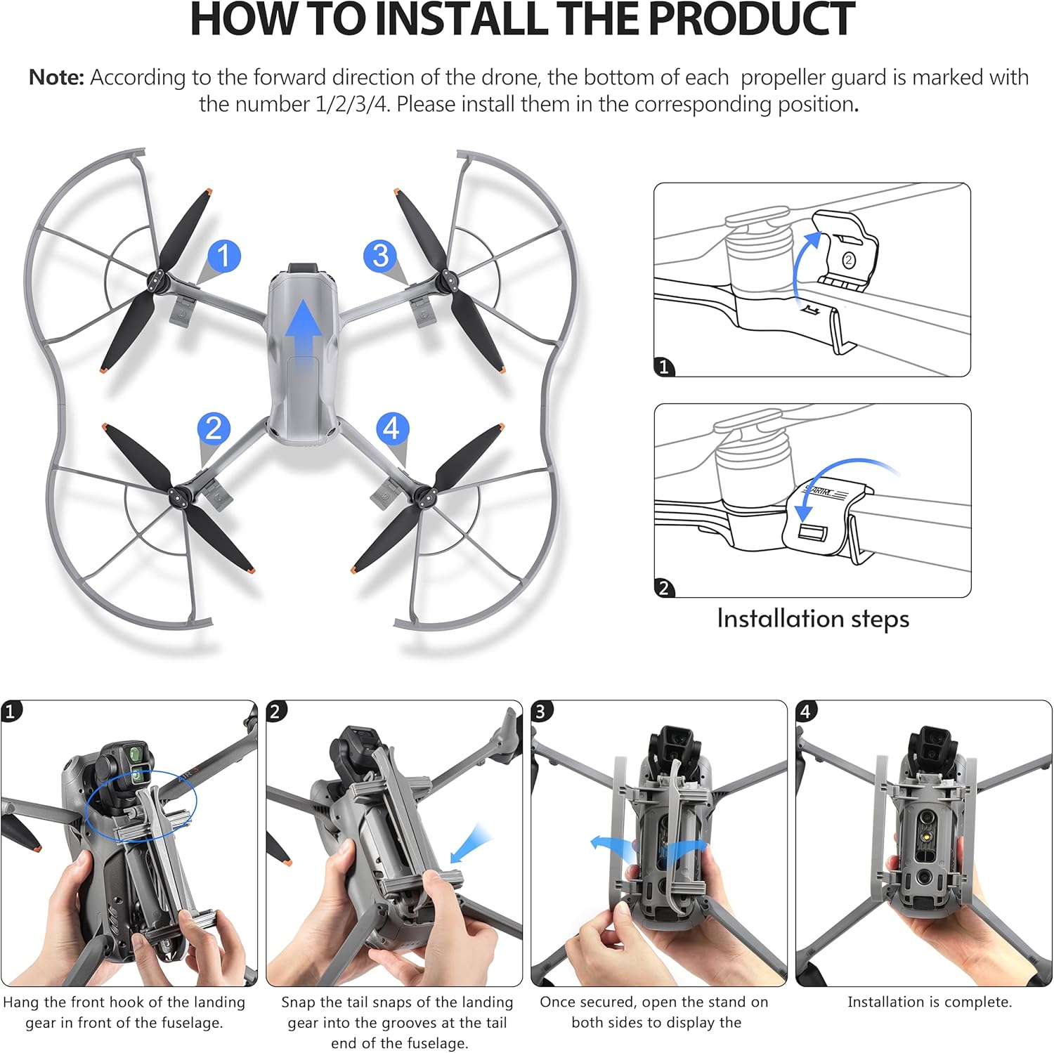 STARTRC Air 3 Landing Gear Leg  Propeller Guard Protector for DJI Air 3 Accessories, Quick Release Air 3 Drone Landing Gear Propeller Protector Combo