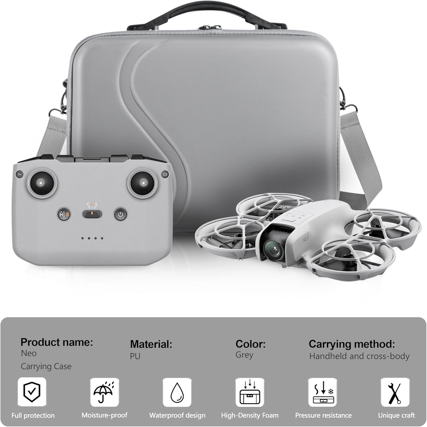 STARTRC Carrying Case for DJI Neo Portable PU Storage Protective Bag for DJI Neo Fly More Combo Accessories, Compatible with RC-N3/N2 Remote Controller, Neo Intelligent Flight Battery, Charging Hub