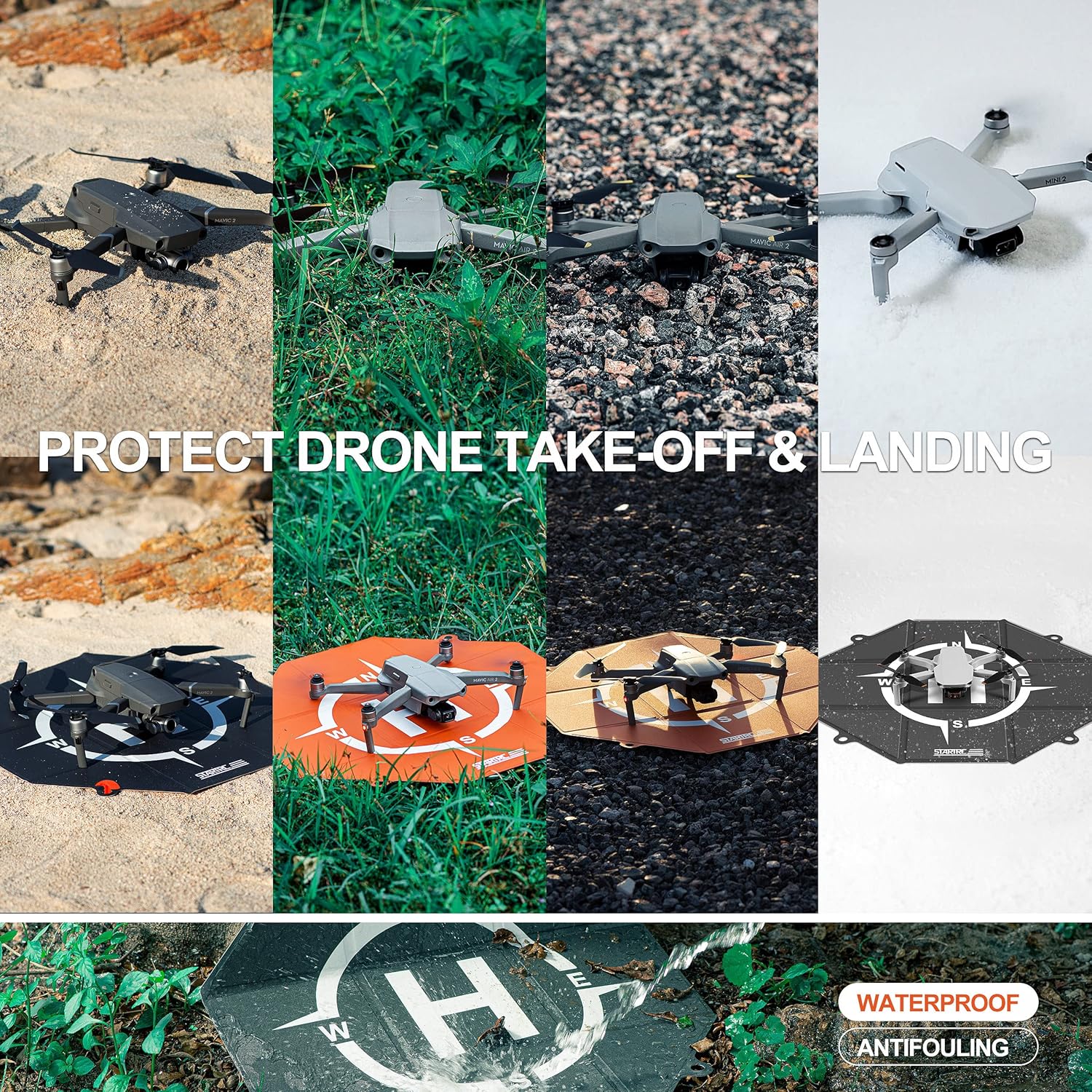 STARTRC Drone Landing Pad, Double-Sided Colors Waterproof 20 inch Helipad for DJI Neo/Mini 4K/Mini 4 Pro/Avata 2/Air 3/Mini 2 SE/Mini 3 Pro/Mavic Air 2S/Avata/RC Drone Accessories