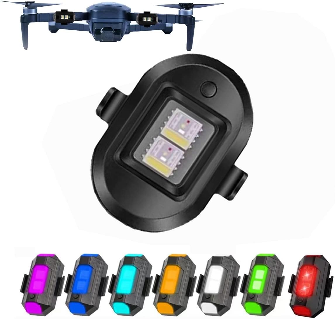 Strobe Drone Lights, Anti-Collision Strobe Lighting, 0.012 lbs Long Battery Life RGB LED Lights for DJI Mini 2/Air 2S/Mavic Air 2/2 Pro/Mavic Mini/FPV/Phantom/Holy Stone Drone(1 Pack)