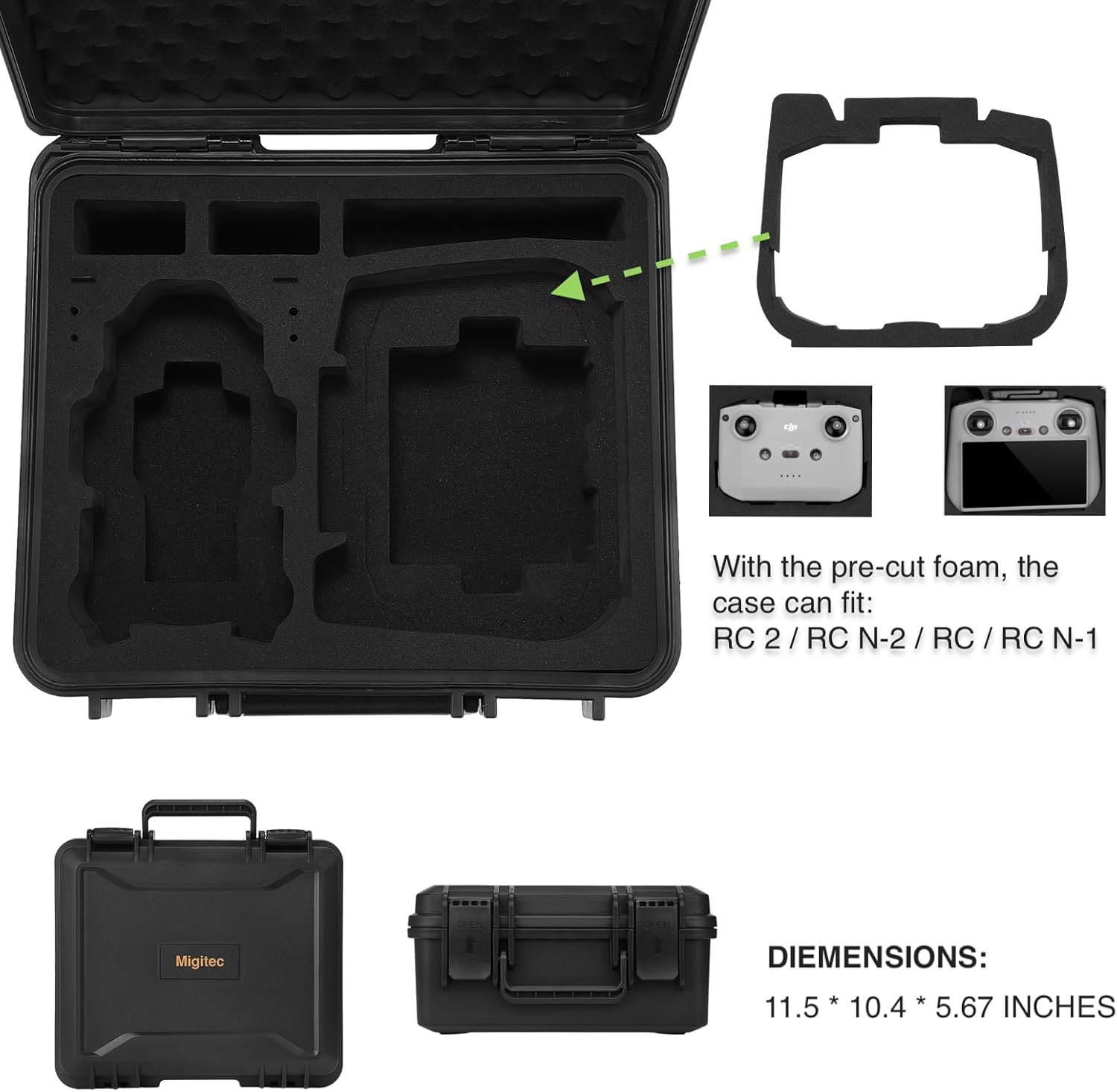 Waterproof Hard Carrying Case Compatible with DJI Mini 4 Pro Fly More Combo, Travel Case Fits DJI RC 2/ RC-N2 and More Drone Accessories, also Compatible with DJI Mini 3 Pro/Mini 3