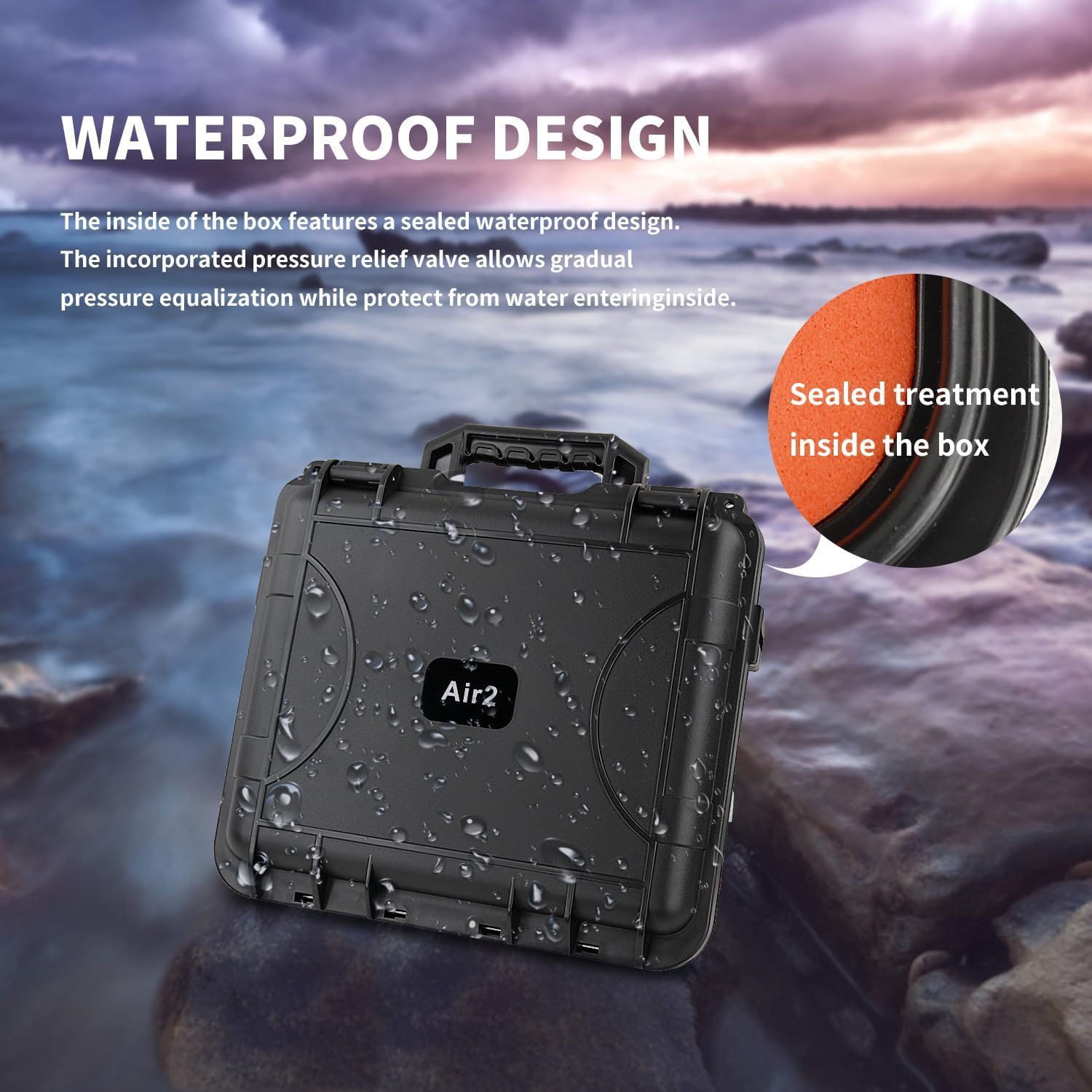 Waterproof Hard Carrying Case for DJI Air 2/2S Drone and Accessories, Waterproof, Shockproof, All-round protection(Case Only, Not Include Drones and Accessories) - Black