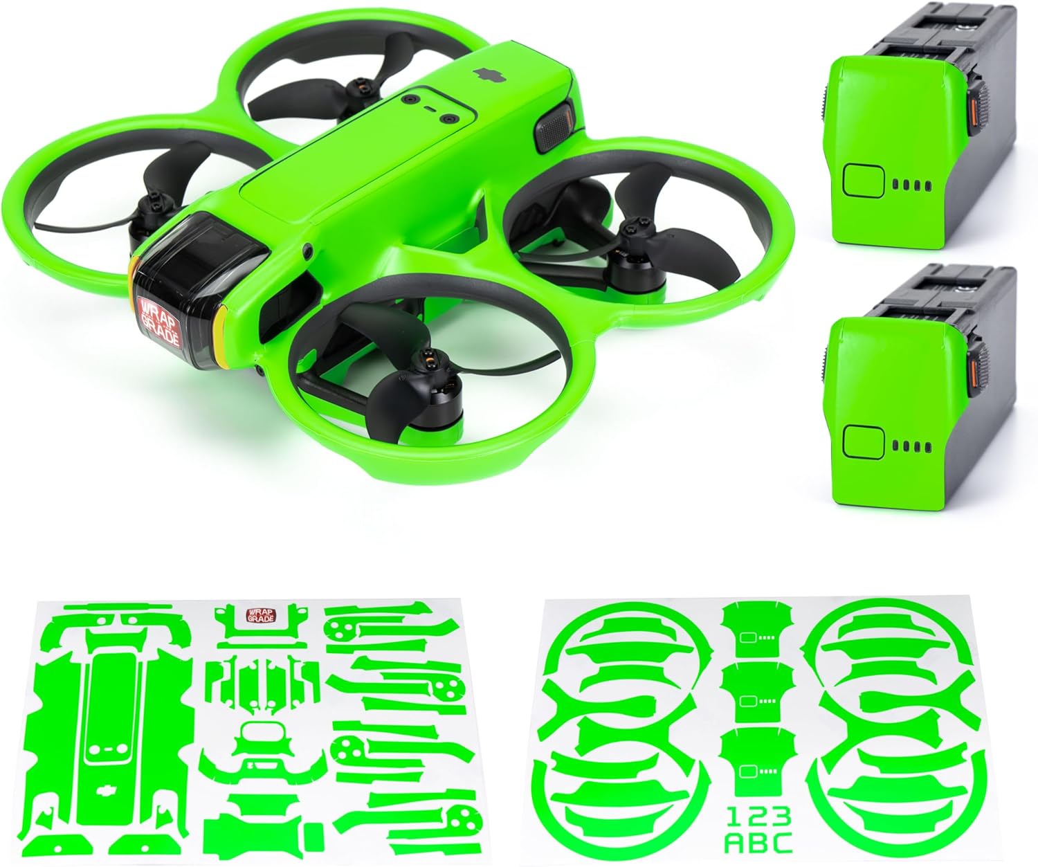 WRAPGRADE Skin Stickers Compatible with DJI Avata 2 (Neon Green)